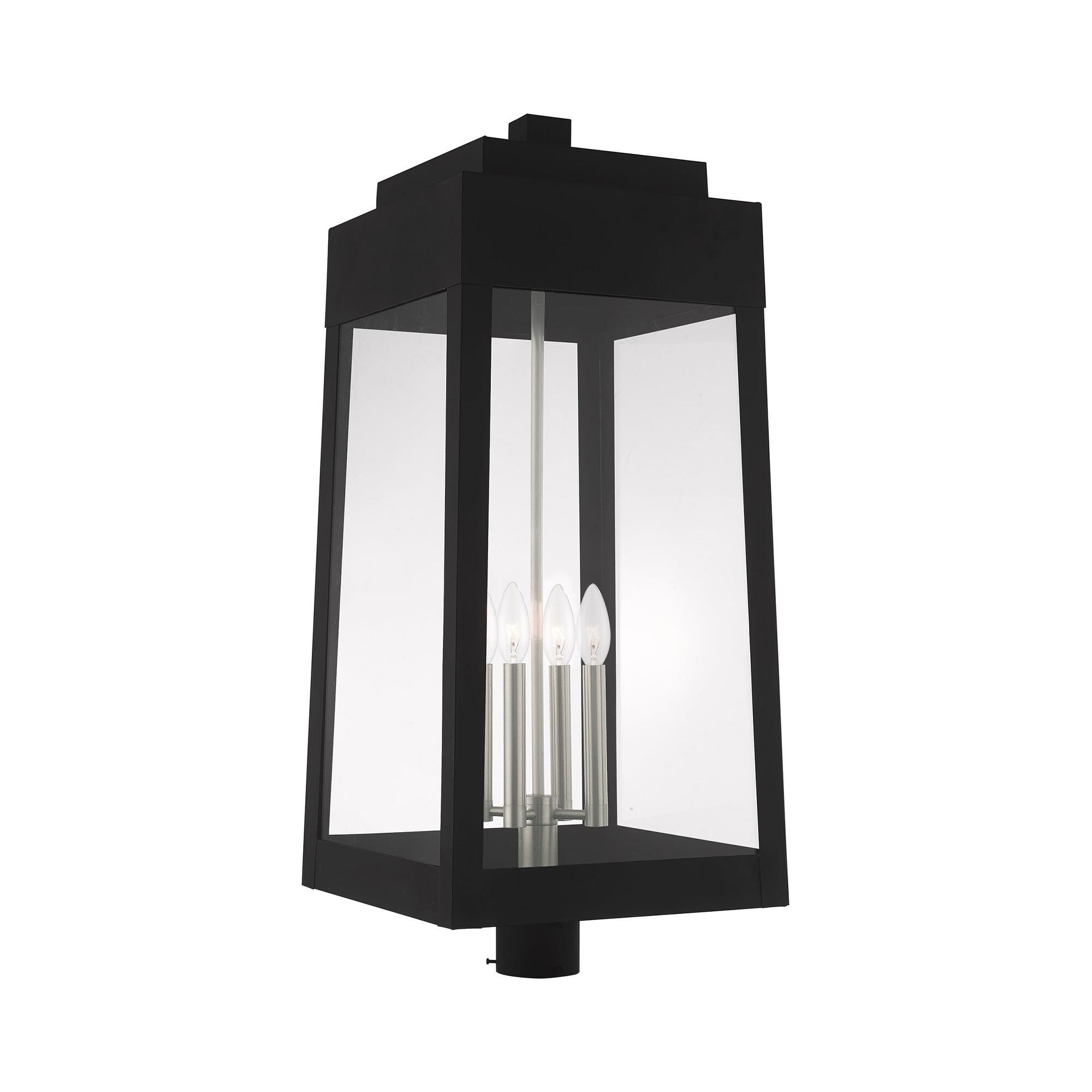 Shown in Black finish and Clear glass