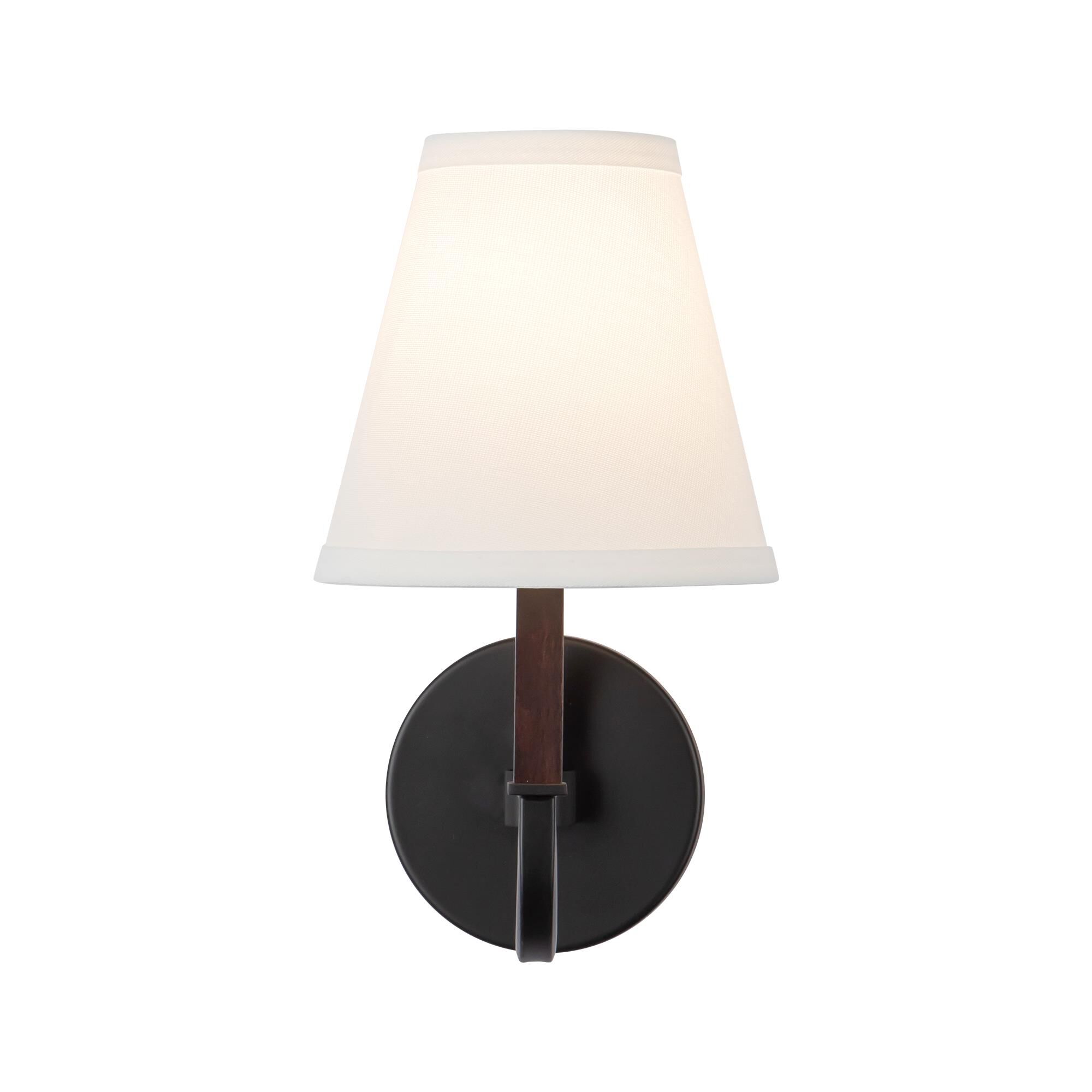 Shown in Matte Black finish and White Linen shade
