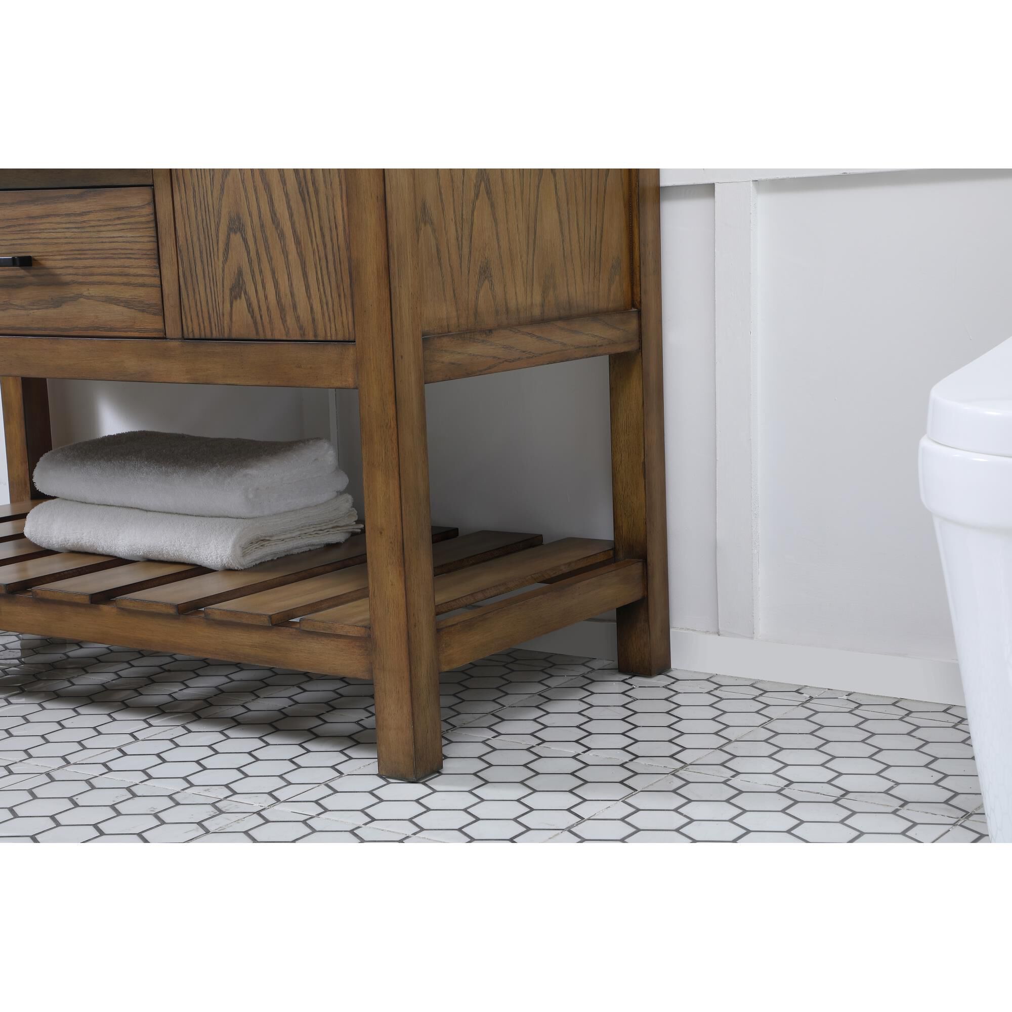 Shown in Driftwood finish and With Backsplash accent