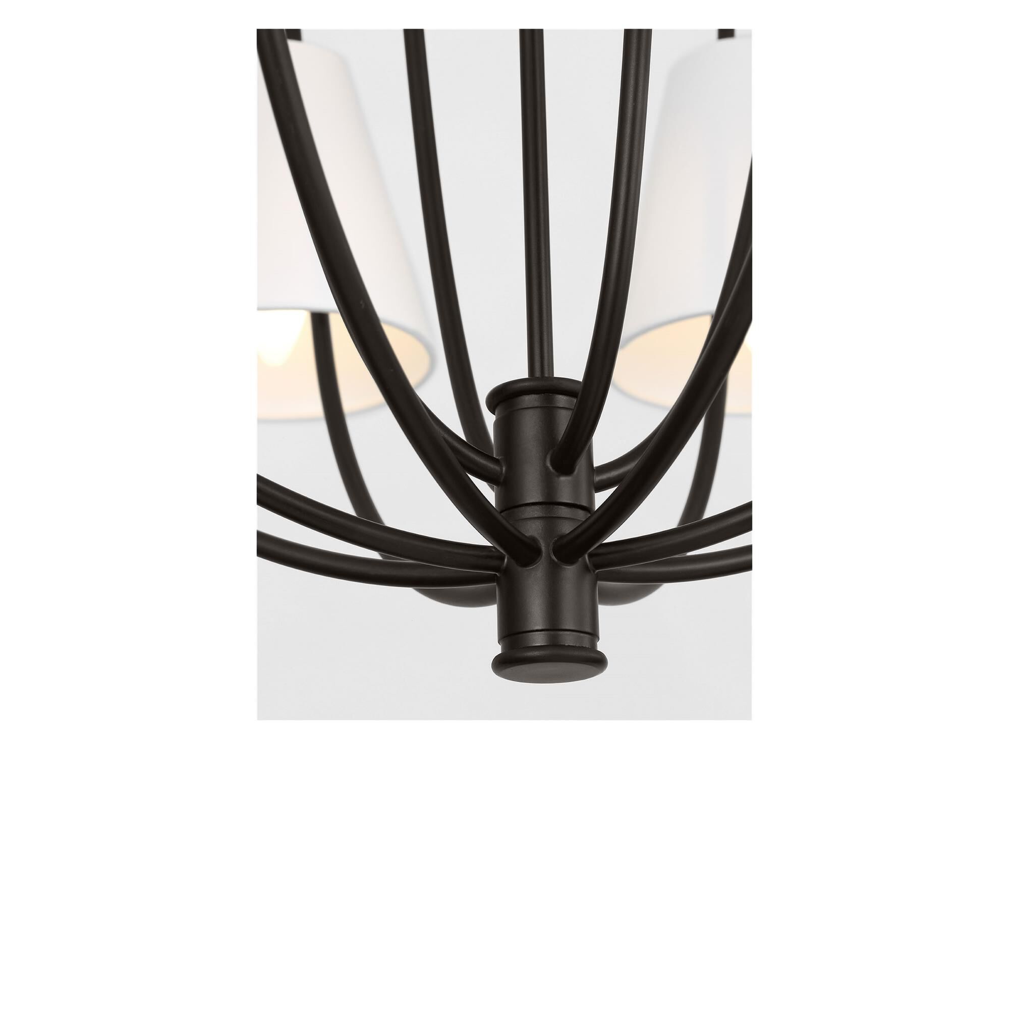 Shown in Aged Iron finish and White Linen Fabric shade