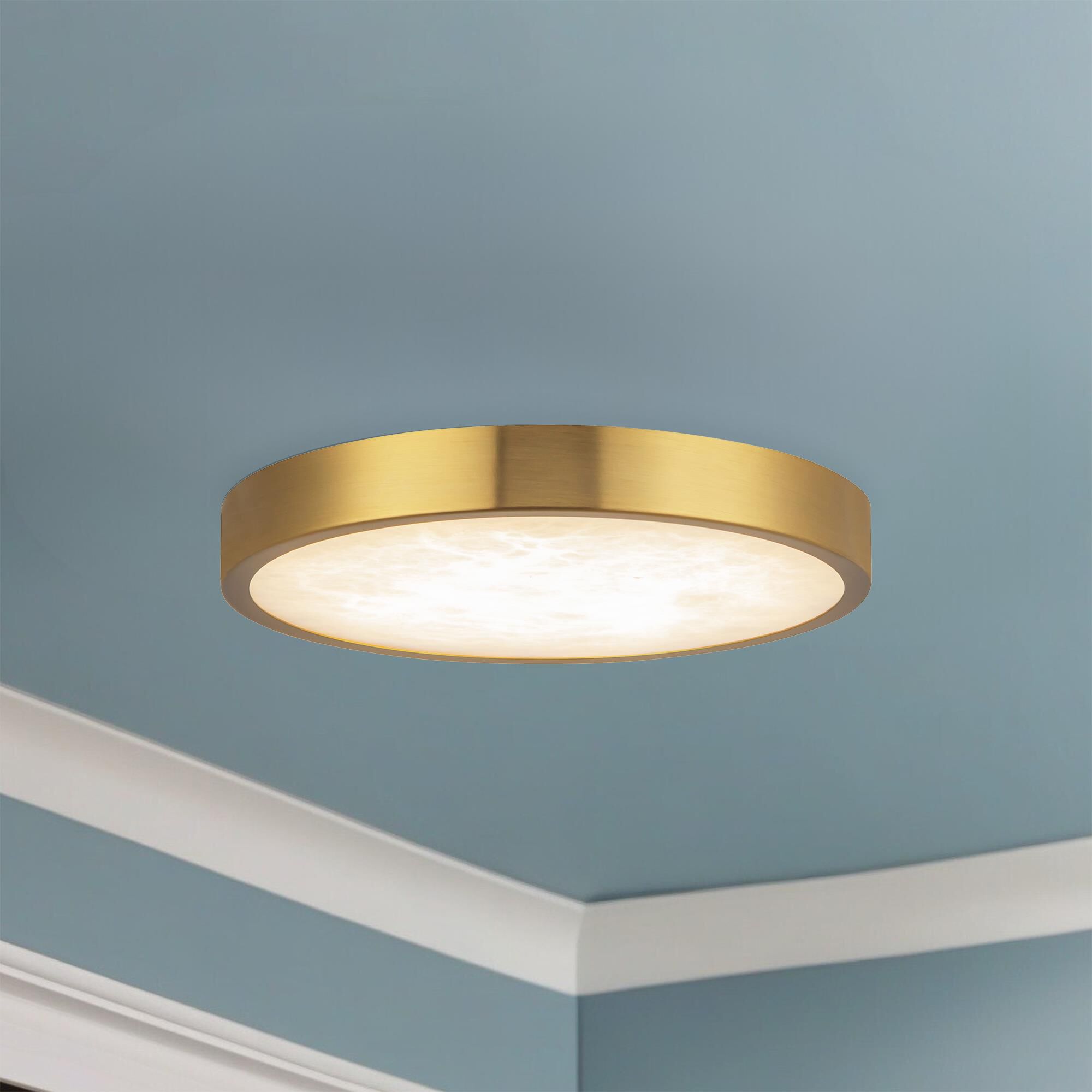 Shown in Brushed Gold finish and Alabaster glass