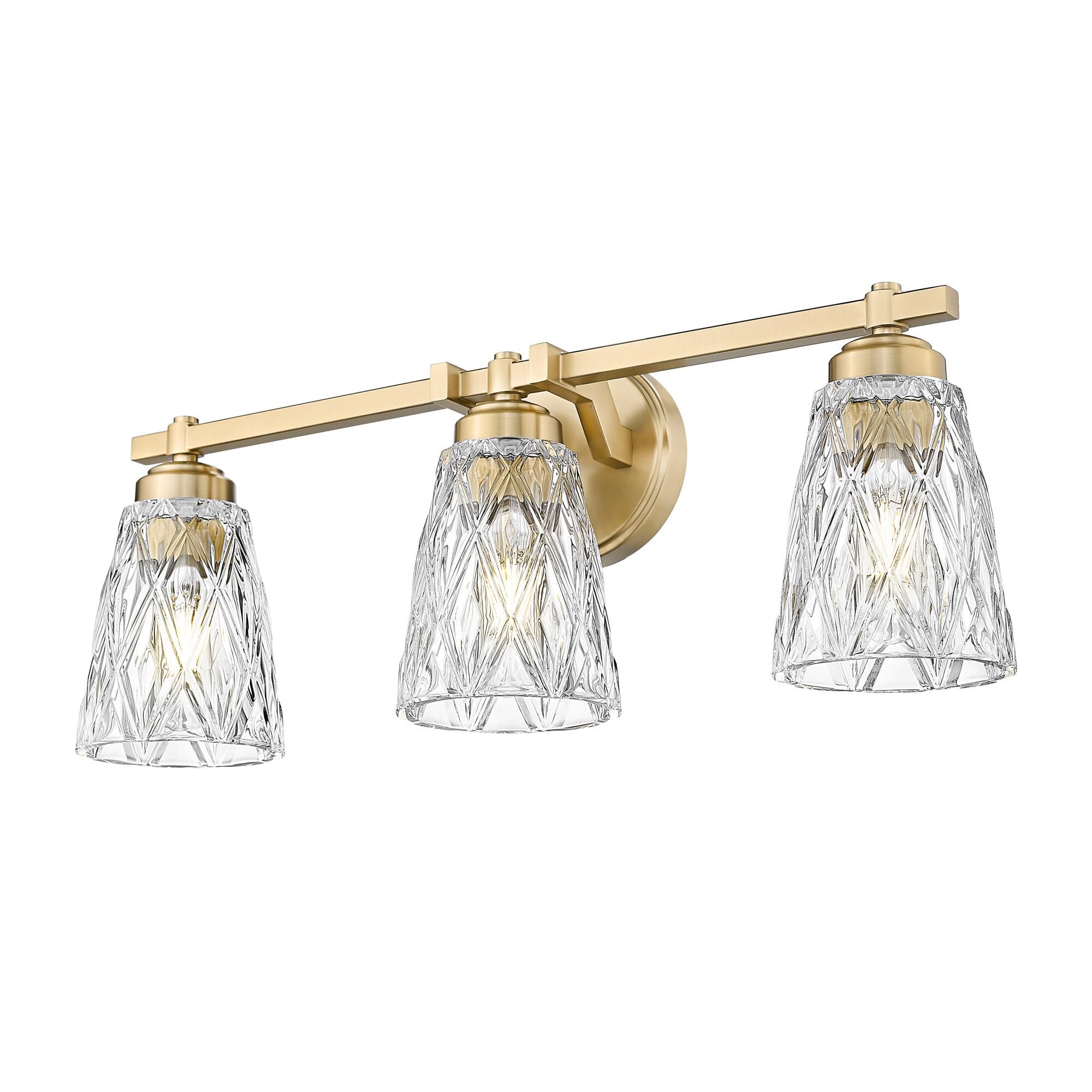 Shown in Modern Gold finish and Clear glass