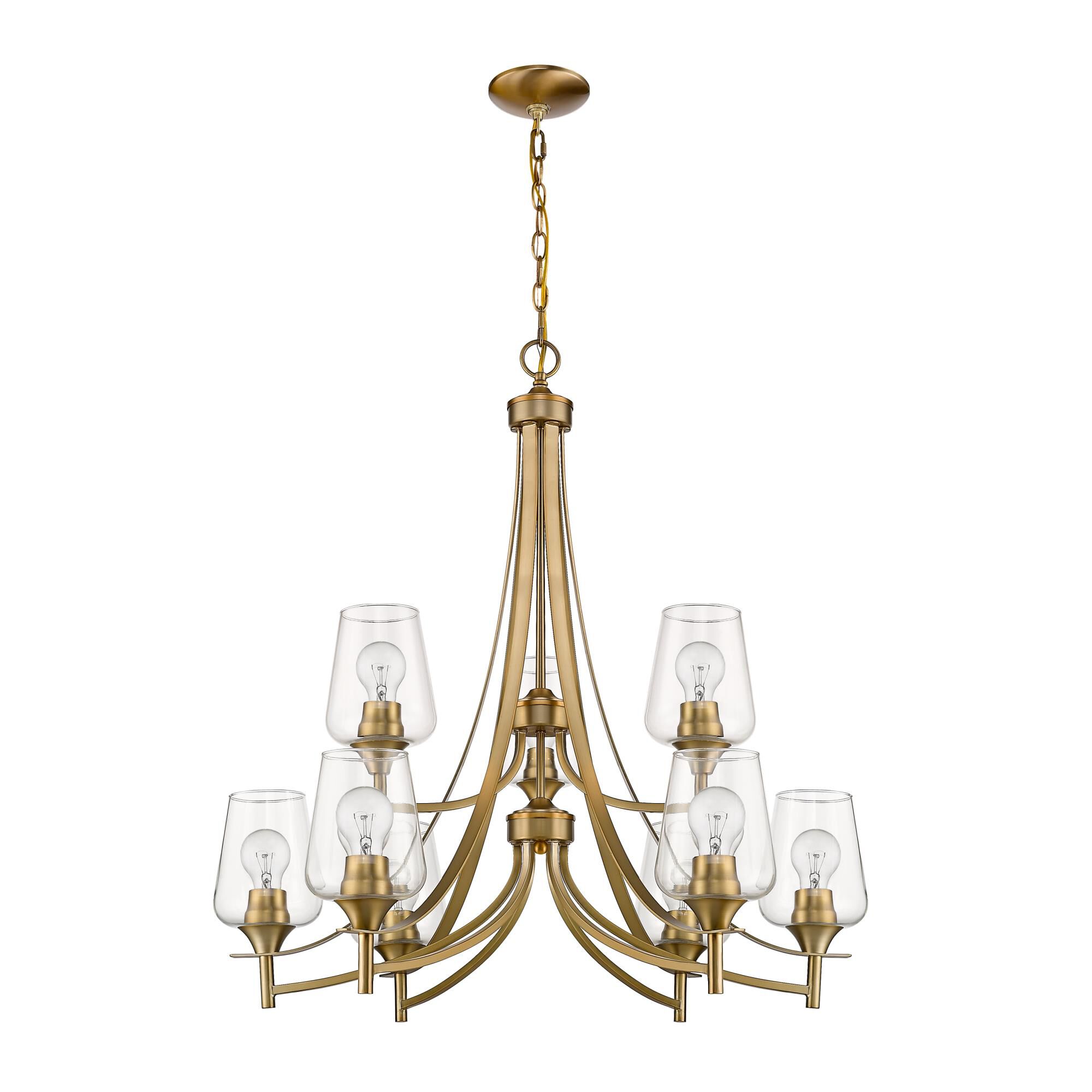Shown in Olde Brass finish and Glass shade