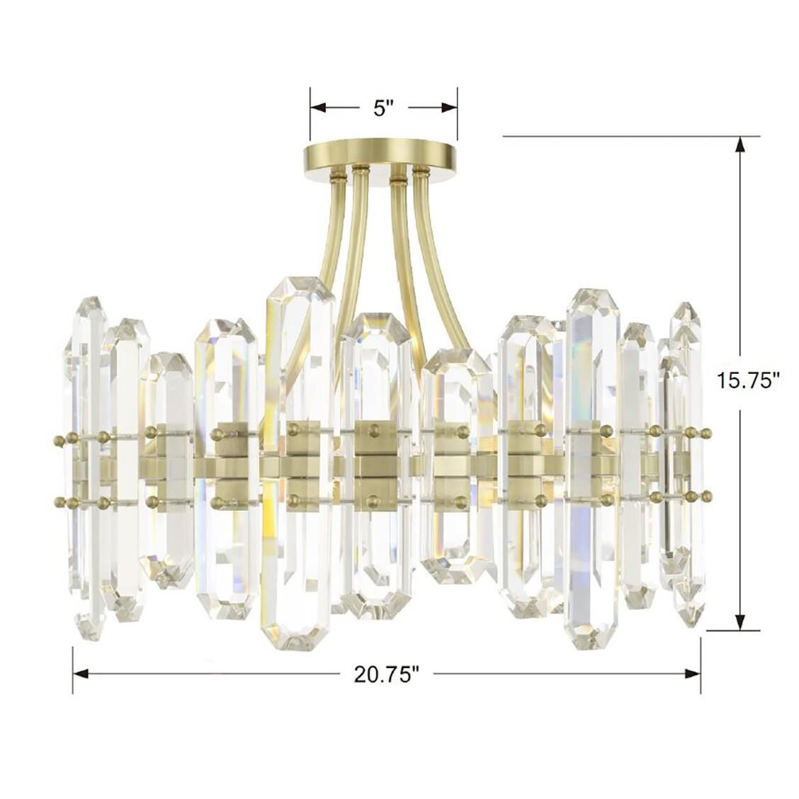 Shown in Aged Brass finish and Faceted Crystal Elements crystal