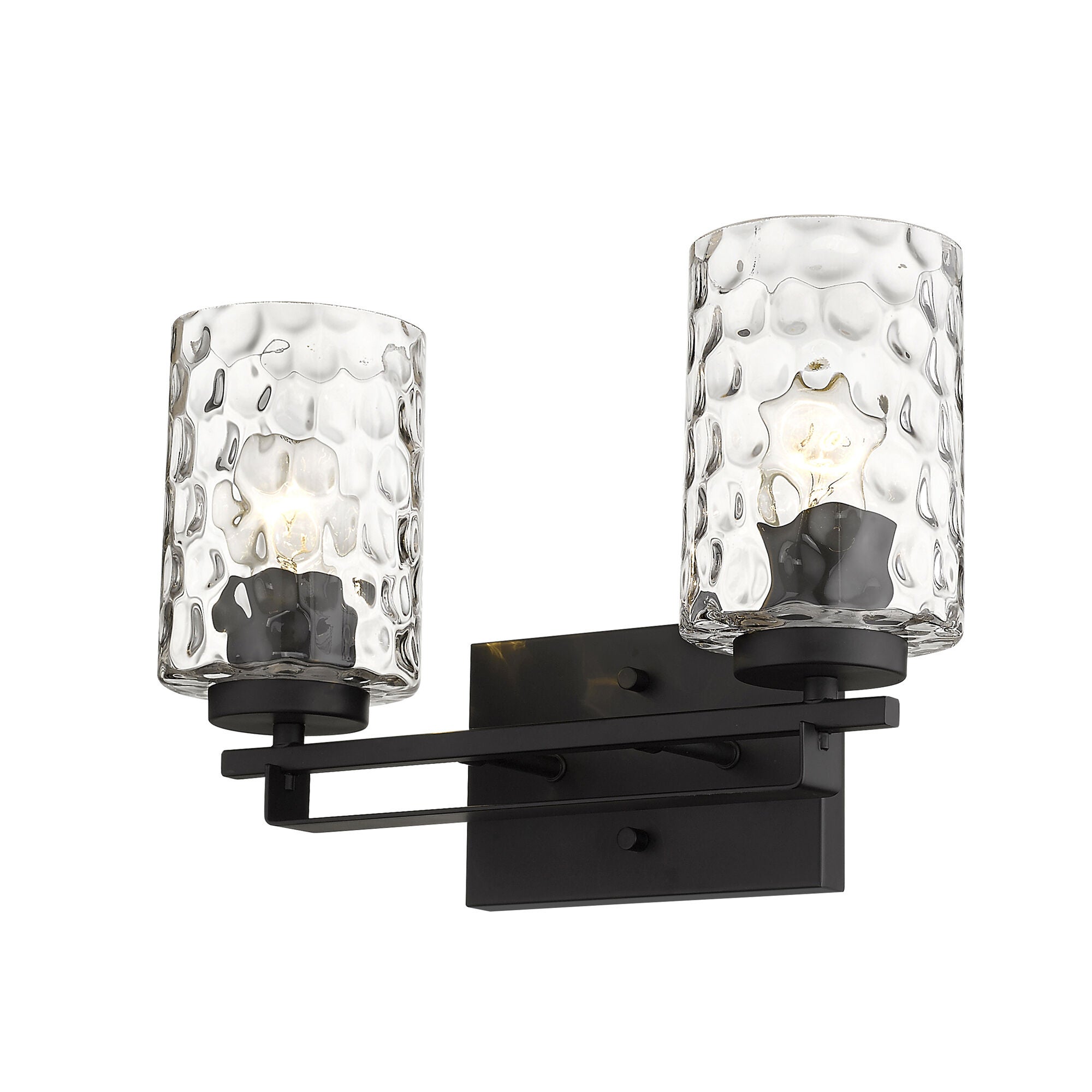 Shown in Matte Black finish and Clear glass and Clear, Optic Cylindrical Glass shade