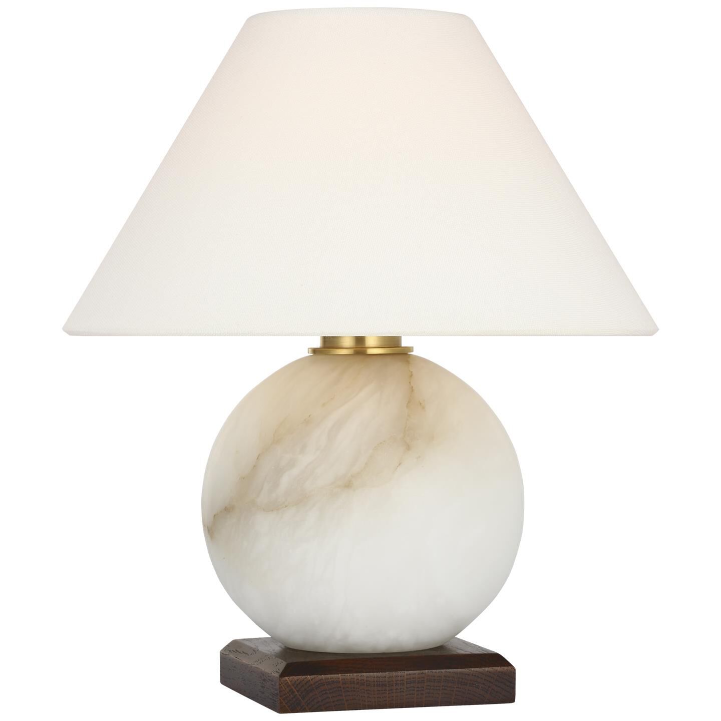 Shown in Alabaster and Natural Rift Oak finish and Linen shade