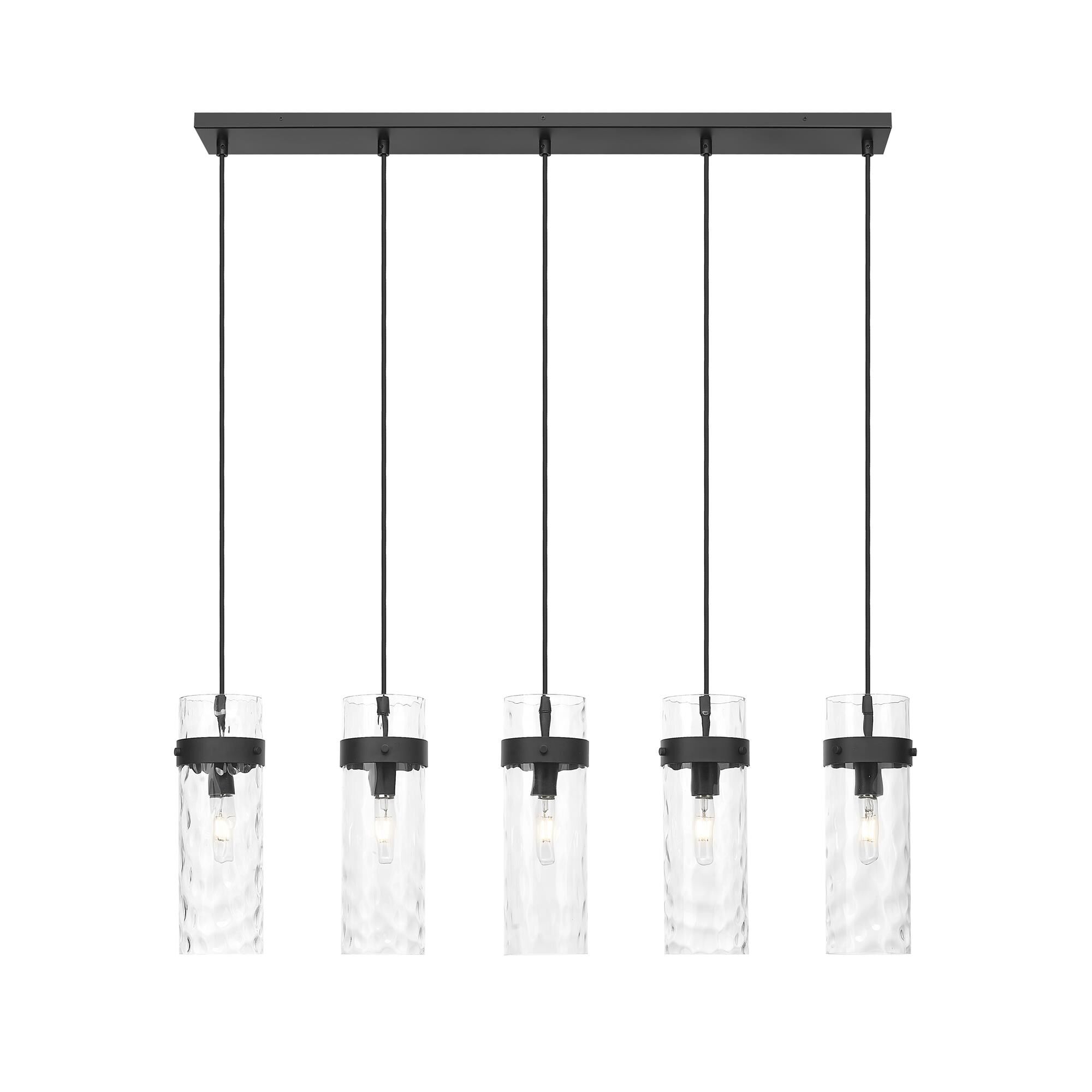 Shown in Matte Black finish and Clear Water glass and Clear Water shade