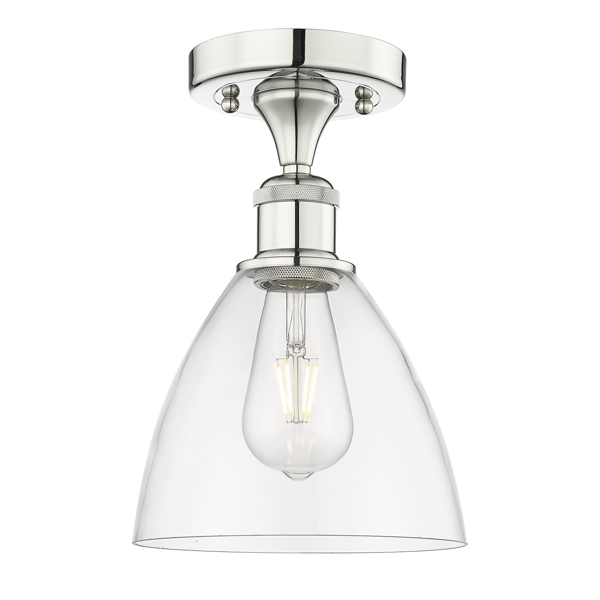 Shown in Polished Nickel finish and Clear glass