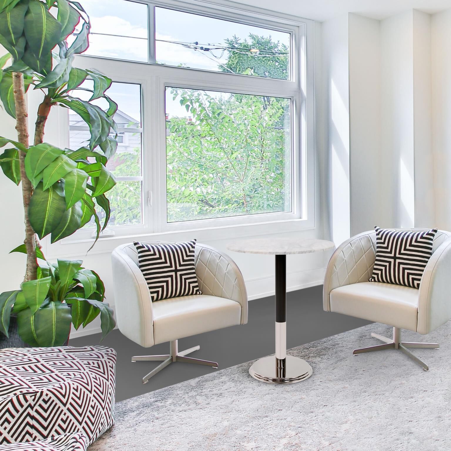 Shown in Polished Silver with White Marble finish