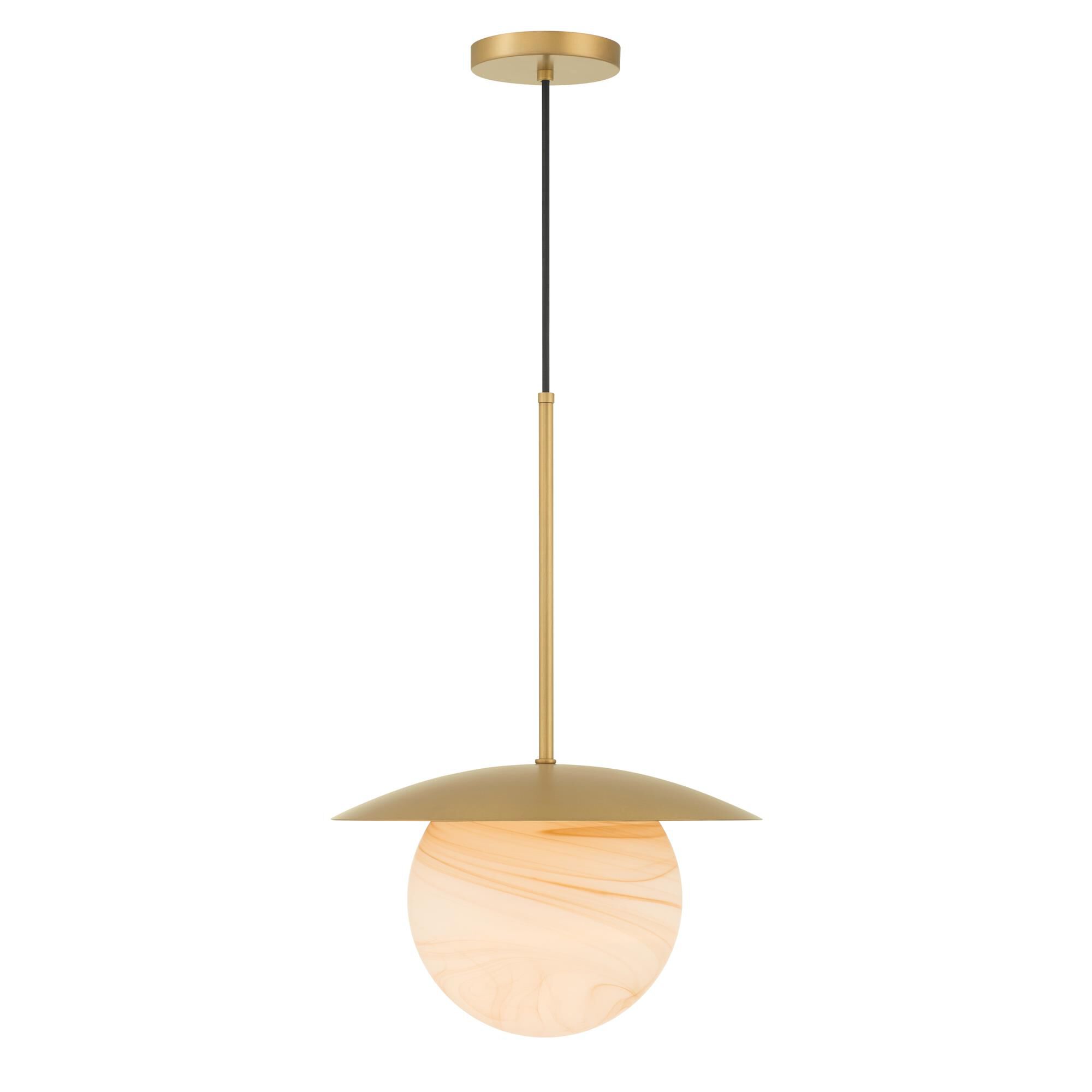 Shown in Legacy Brass finish and Etched Amber Swirl glass