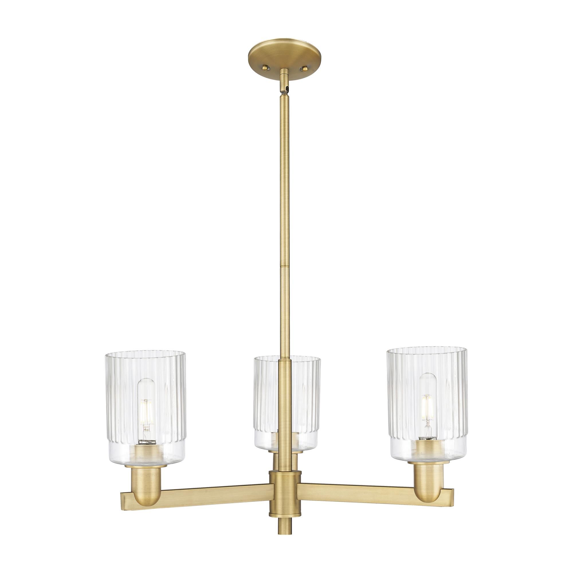 Shown in Brushed Brass finish and Clear glass
