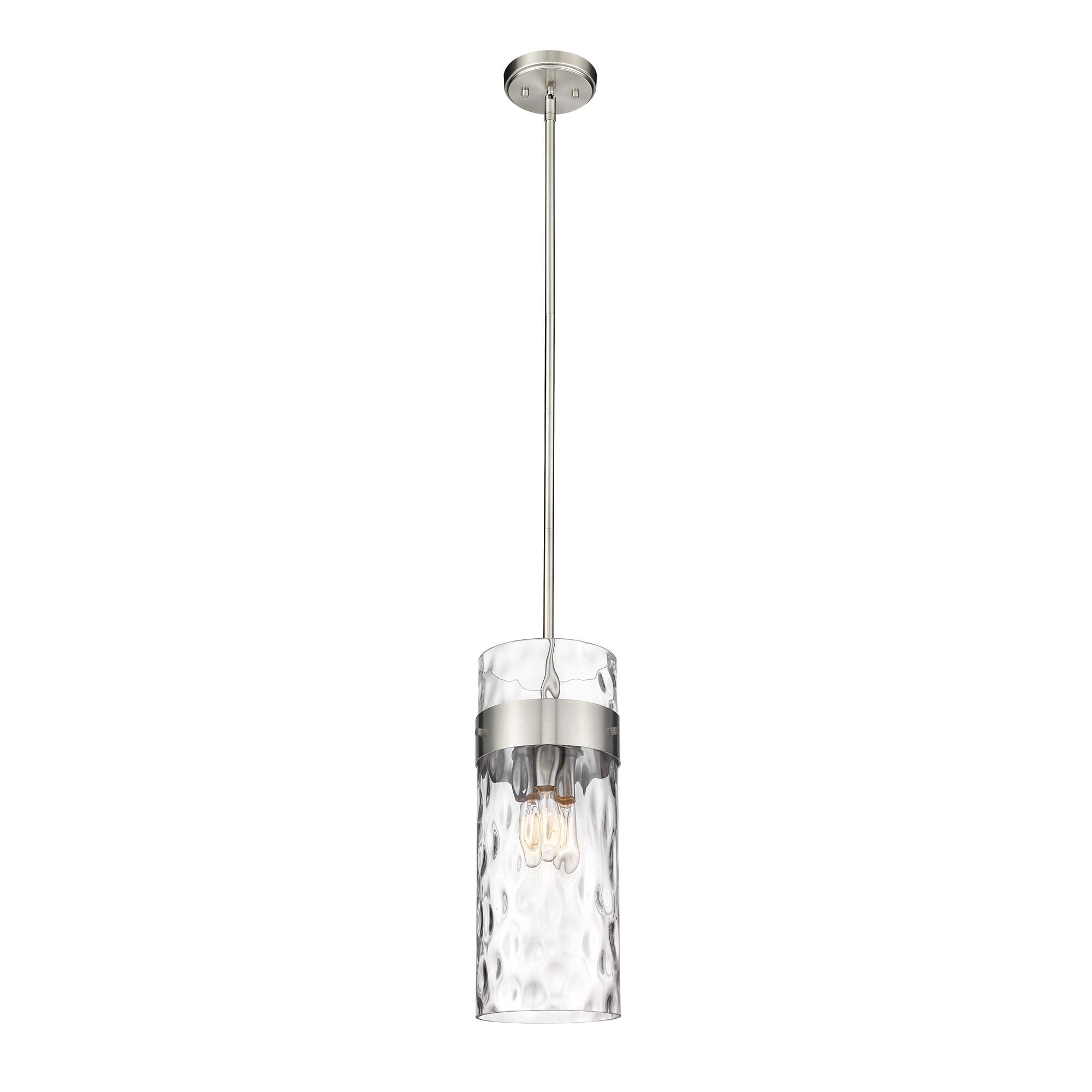 Shown in Brushed Nickel finish and Glass shade