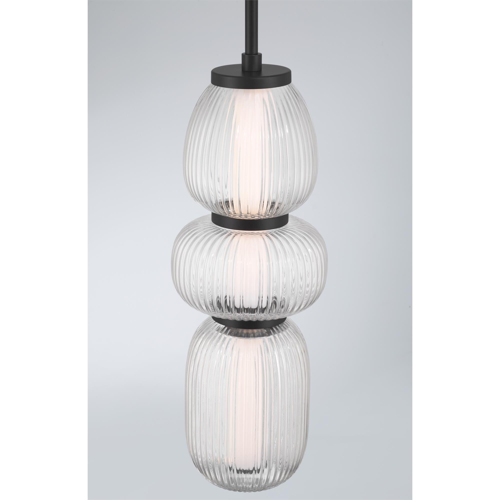 Shown in Dark Matte Black finish and Clear Ribbed glass