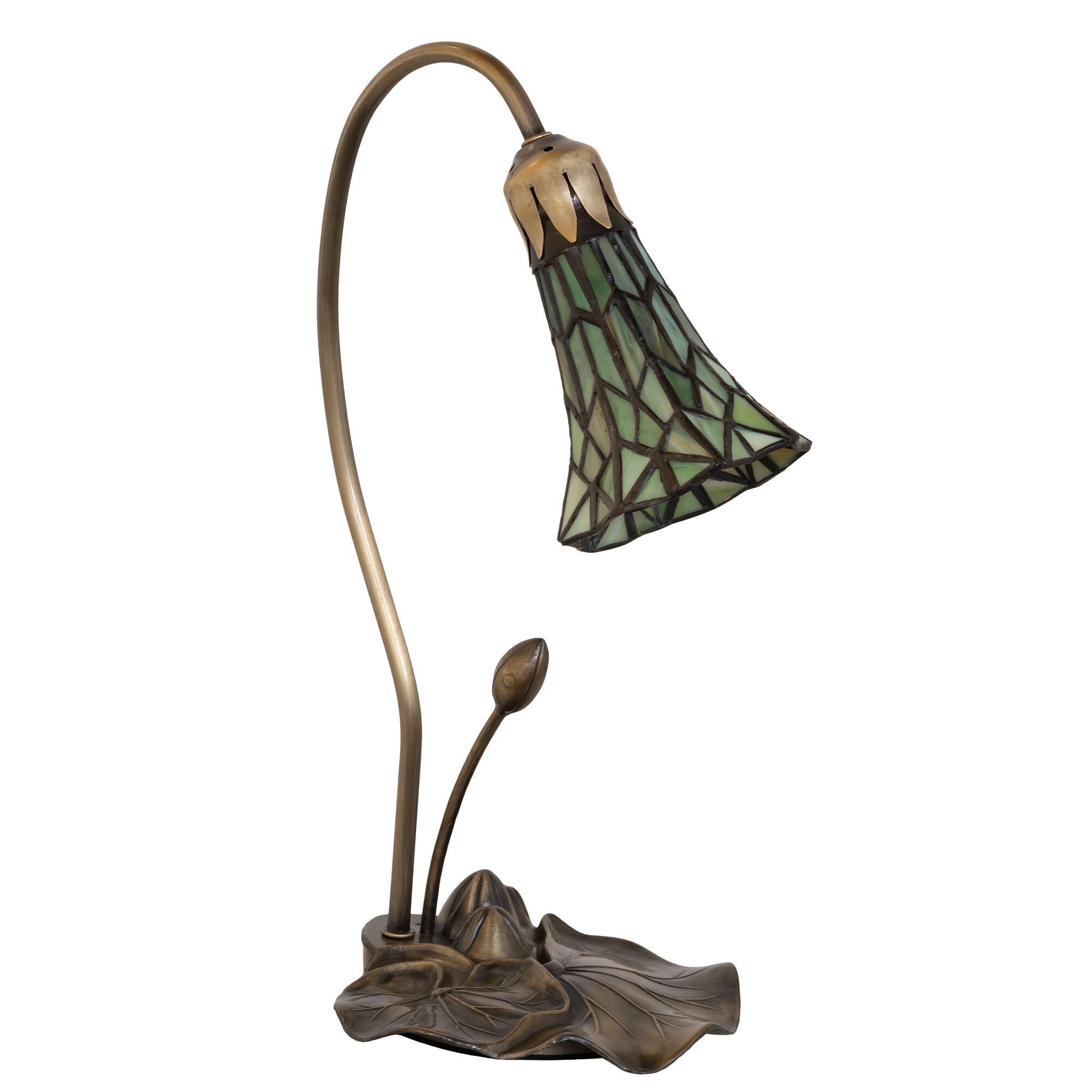 Shown in Antique Copper Finish finish and Green glass