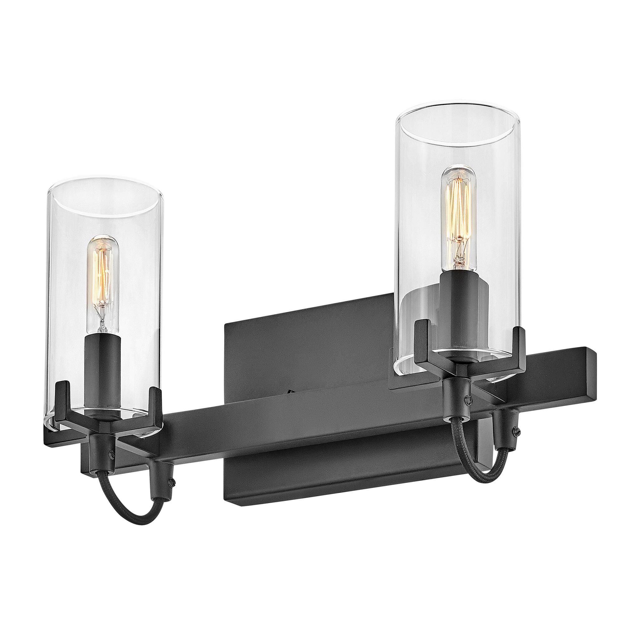 Shown in Black finish and Clear glass