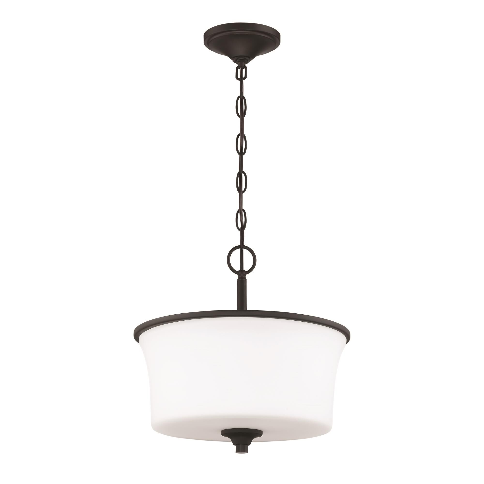 Shown in Flat Black finish and White Frosted glass and Glass shade
