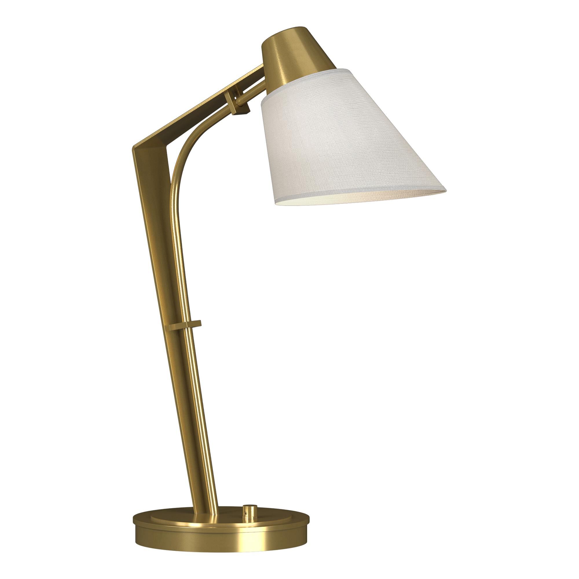Shown in Modern Brass finish and Natural Anna shade