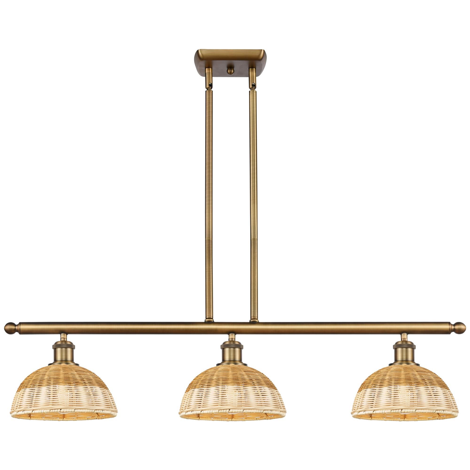 Shown in Brushed Brass finish and Natural shade
