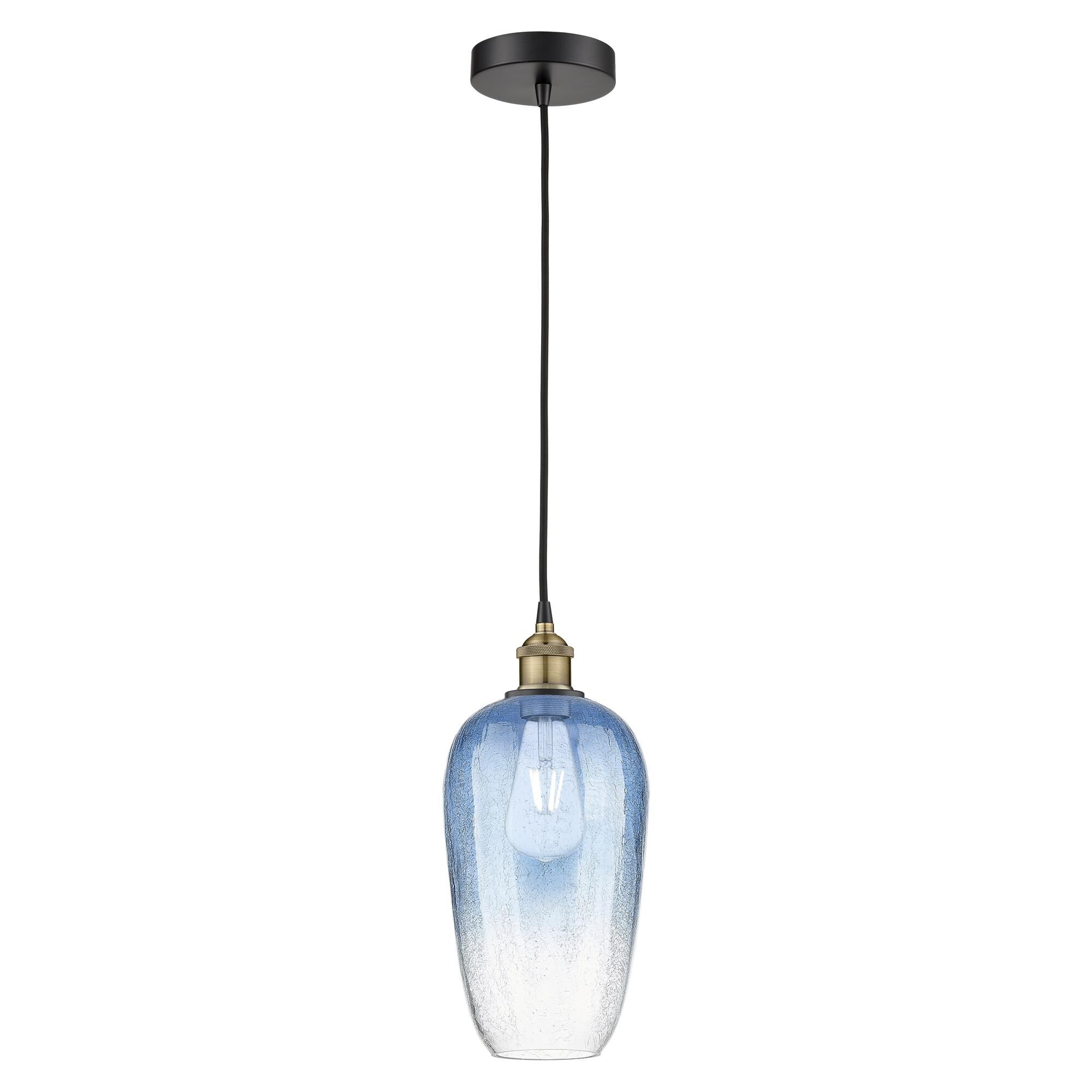 Shown in Black Antique Brass finish and Sapphire Blue glass