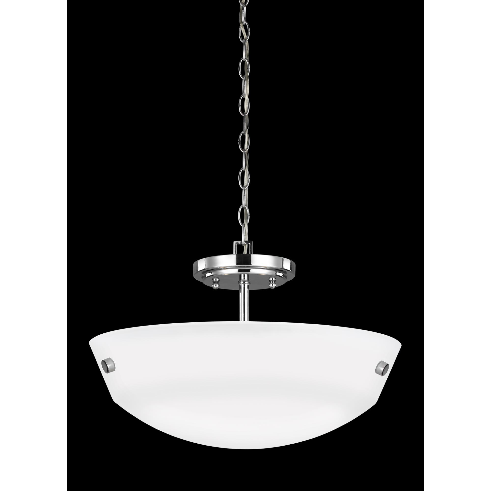 Shown in Chrome finish and Satin Etched  Shade glass