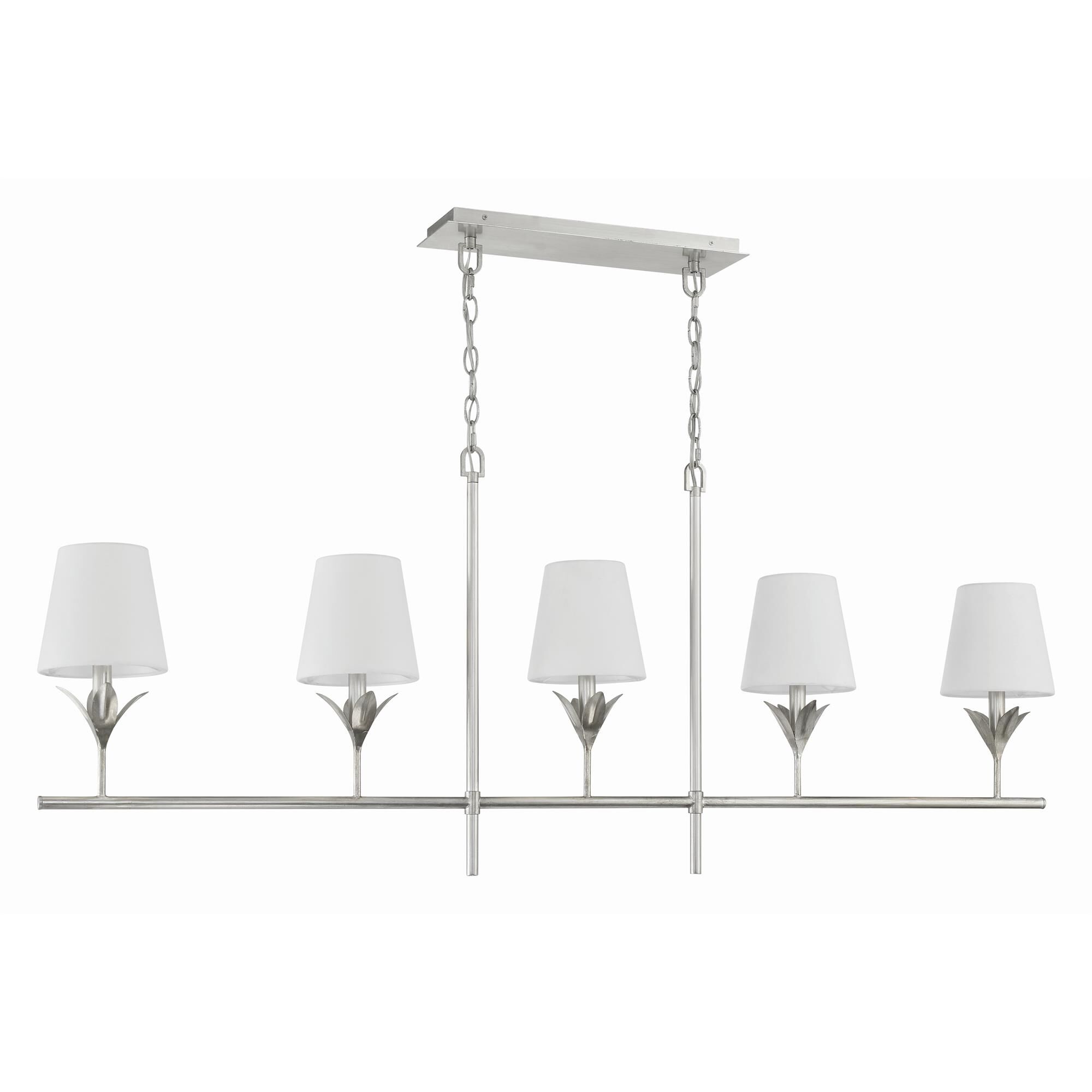 Shown in Antique Silver finish and Silk glass and Silk shade