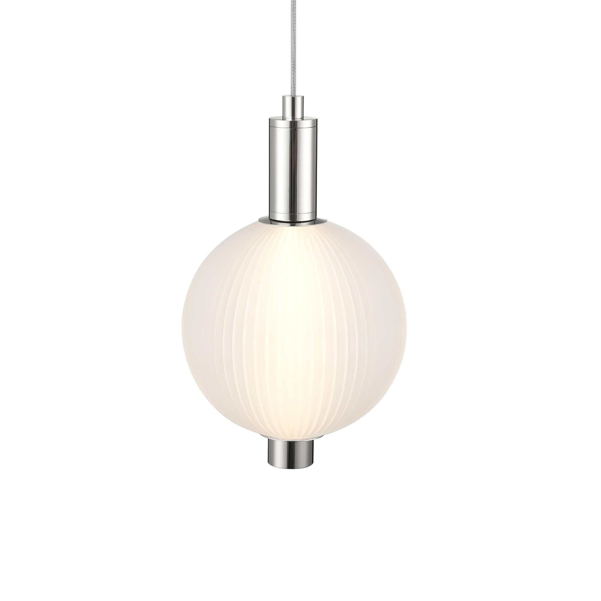 Shown in Nickel finish and Opal Ribbed  glass