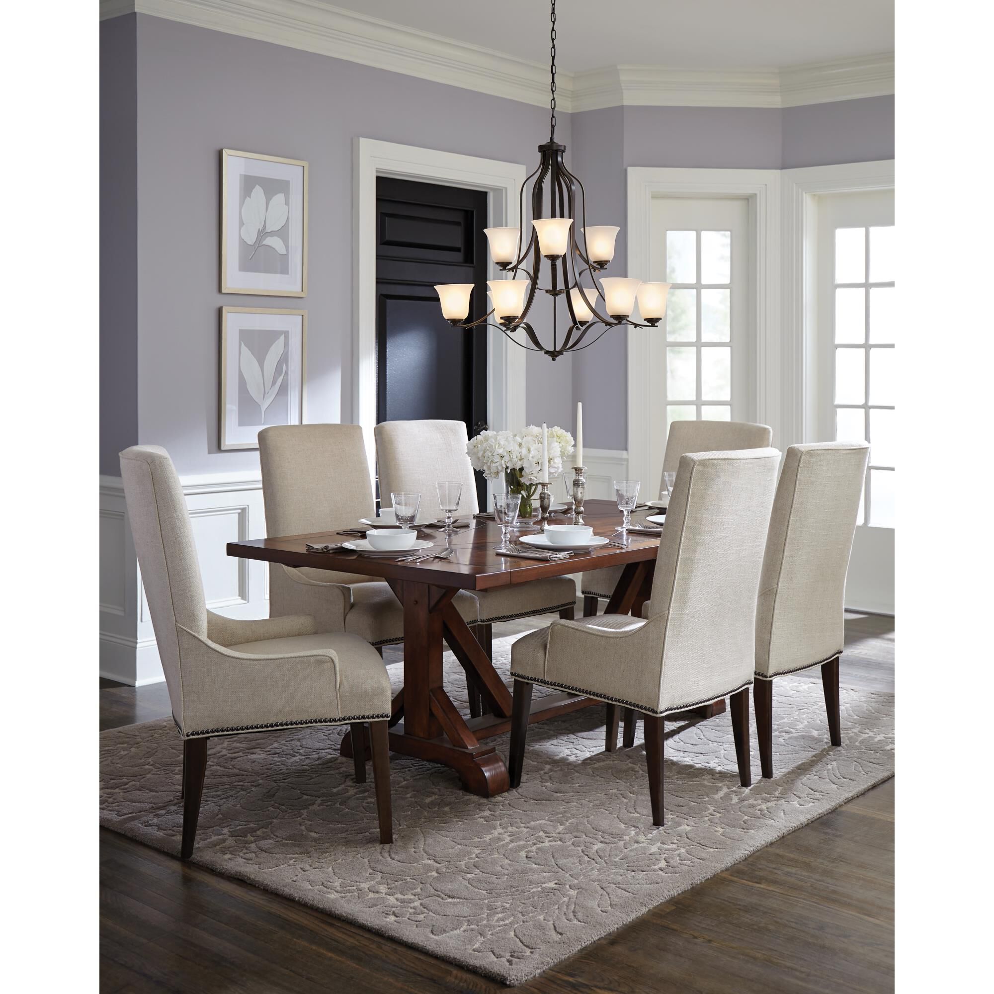 Shown in Brushed Nickel finish and Satin Etched  Shades glass and Satin Etched Glass s shade