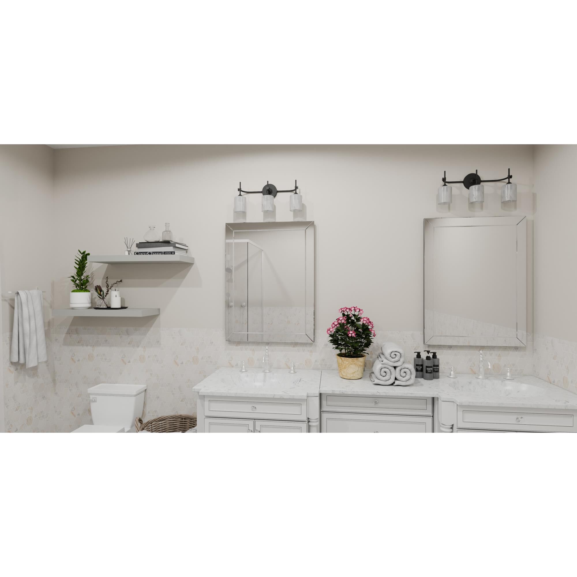 Shown in Matte Black finish and Marble glass