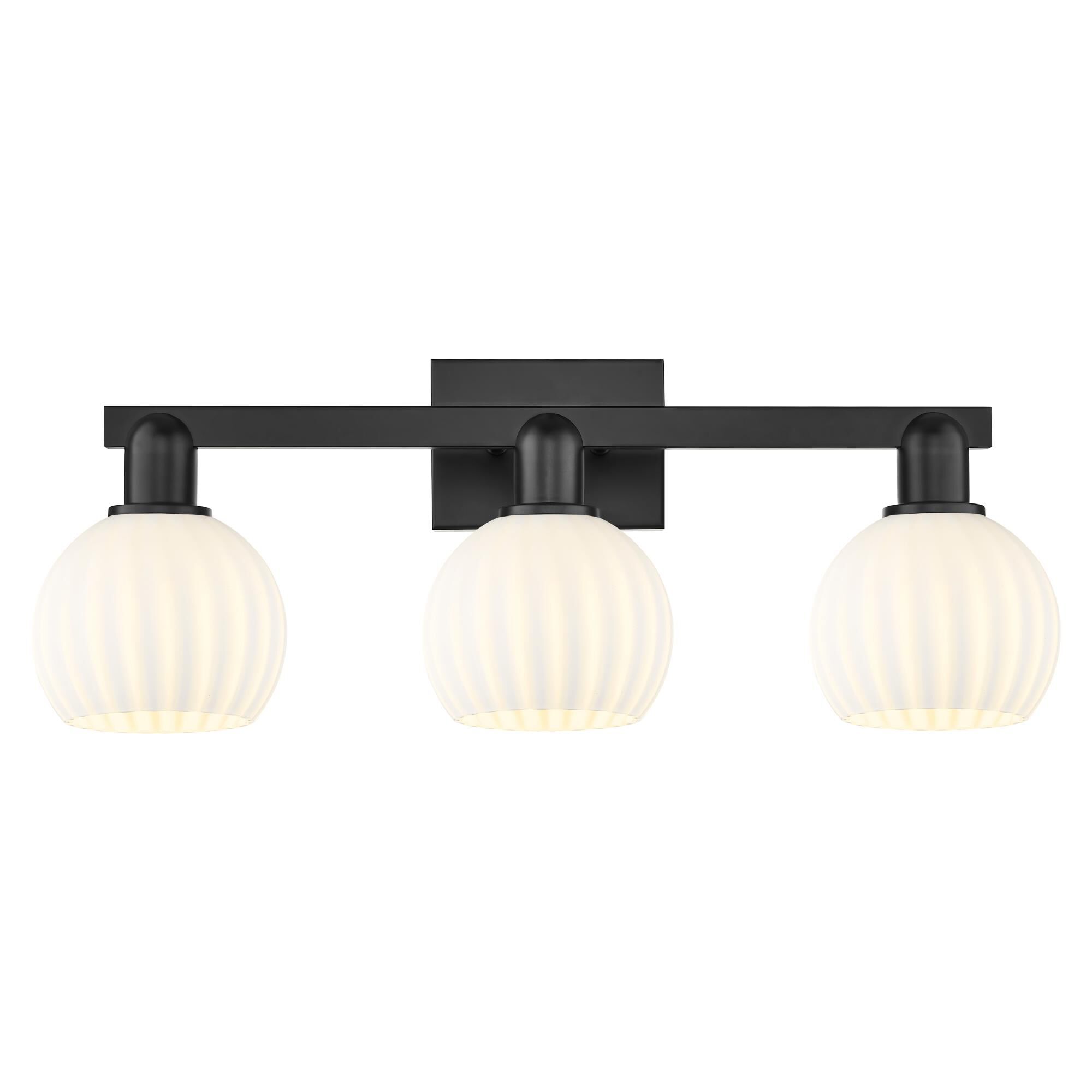 Shown in Matte Black finish and White Venetian glass