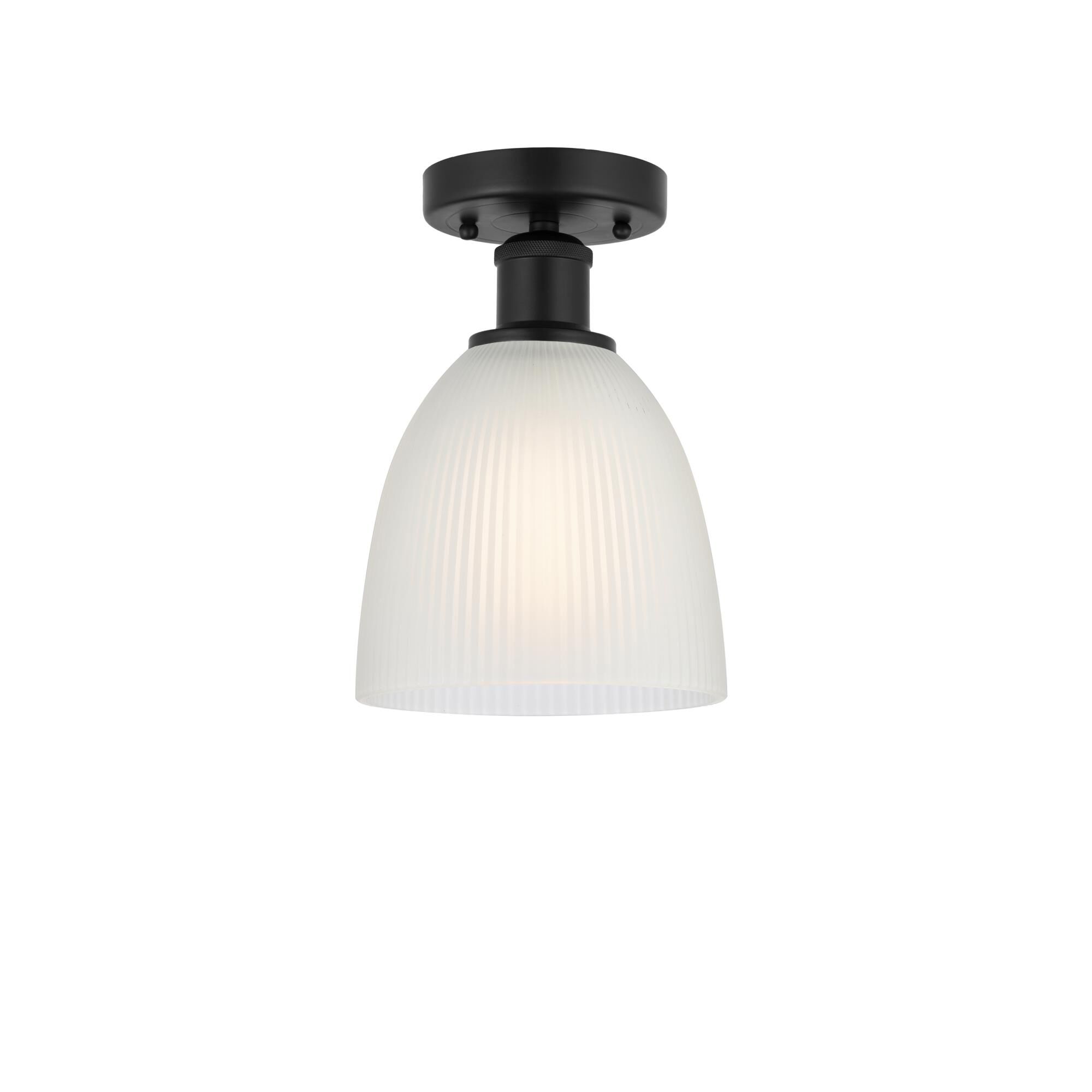 Shown in Matte Black, White finish and White glass and White Glass shade