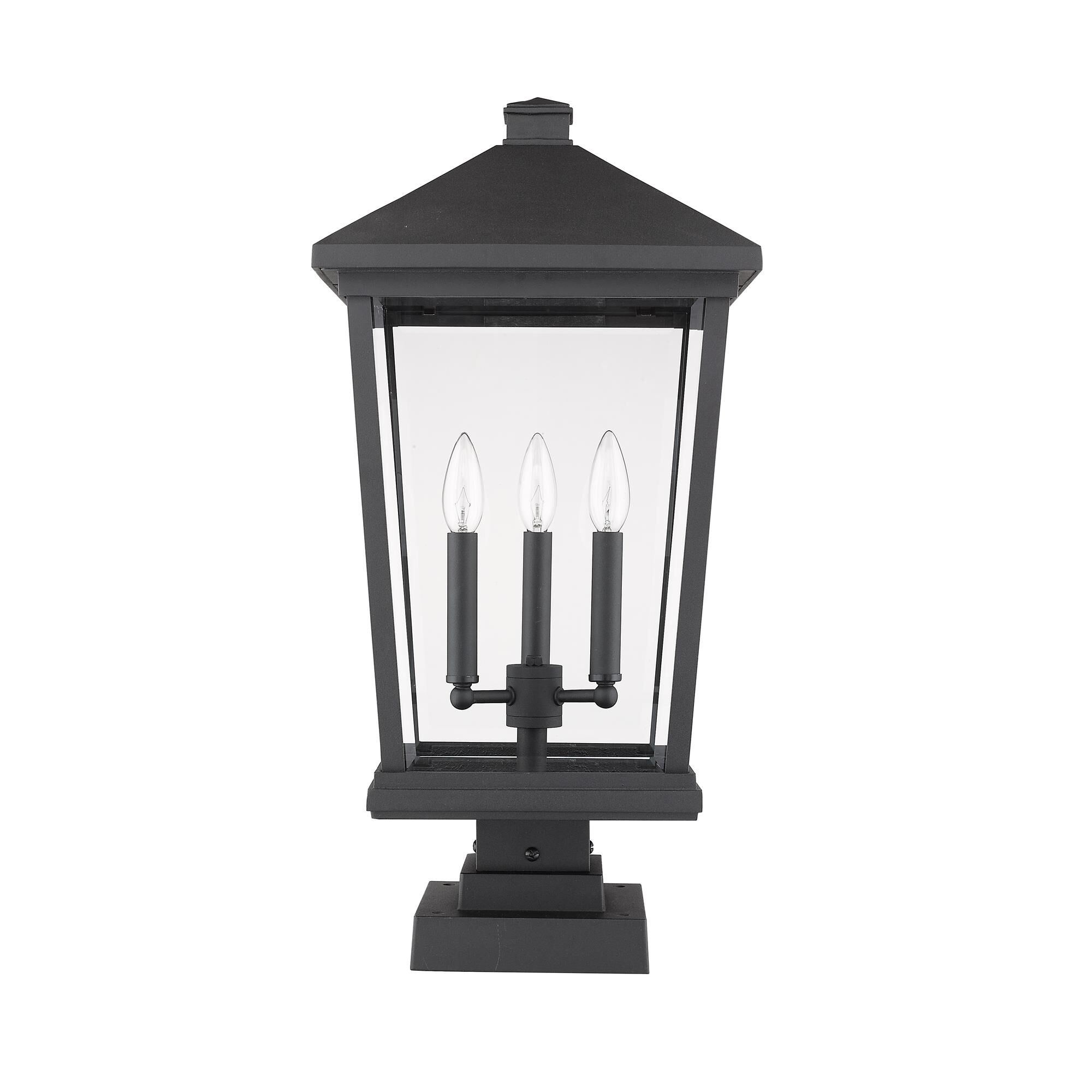 Shown in Black finish and Glass shade