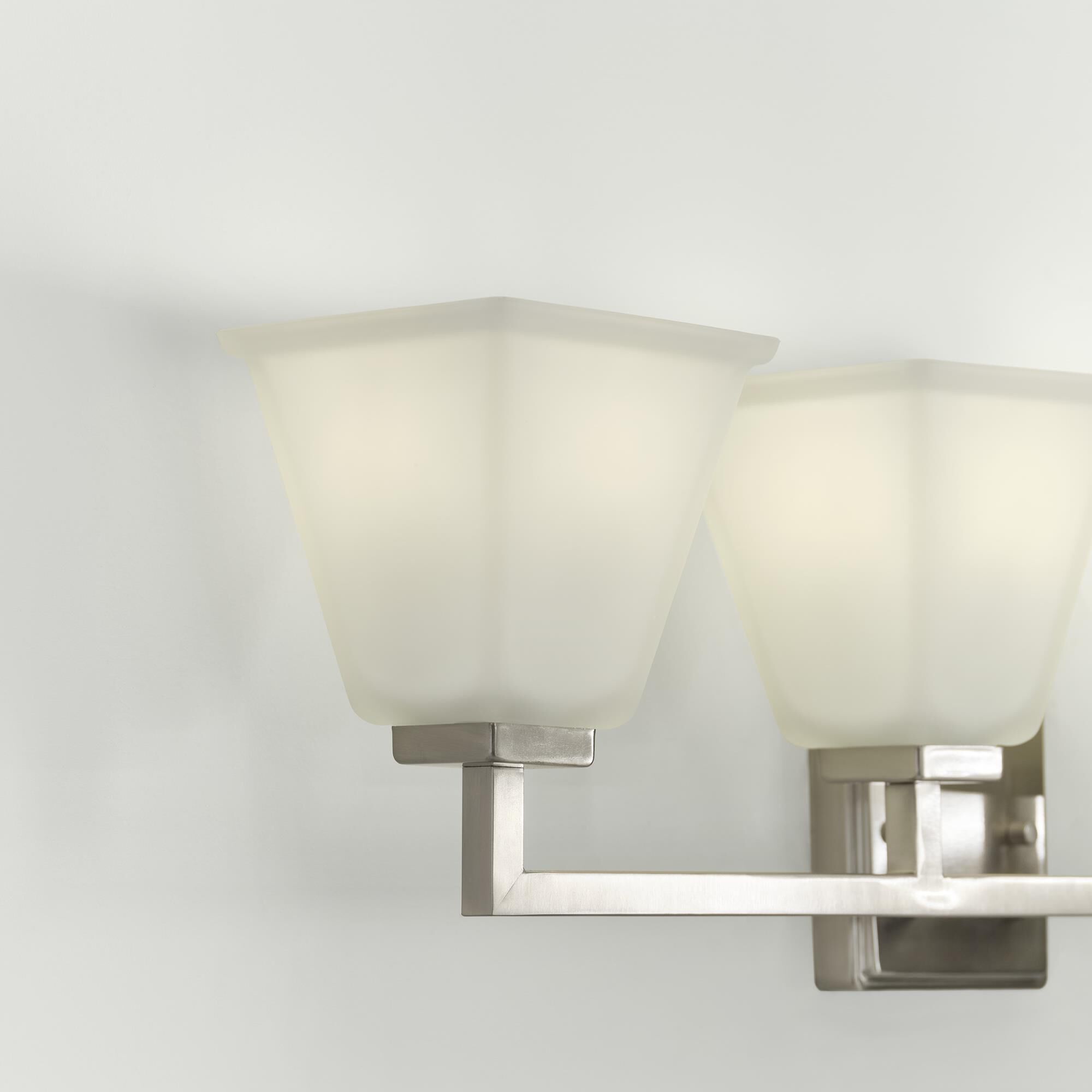 Shown in Brushed Nickel finish and Etched - White Inside glass