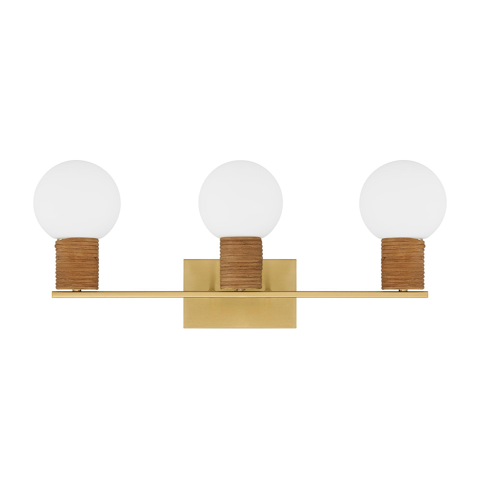 Shown in Warm Brass finish and White Opal glass