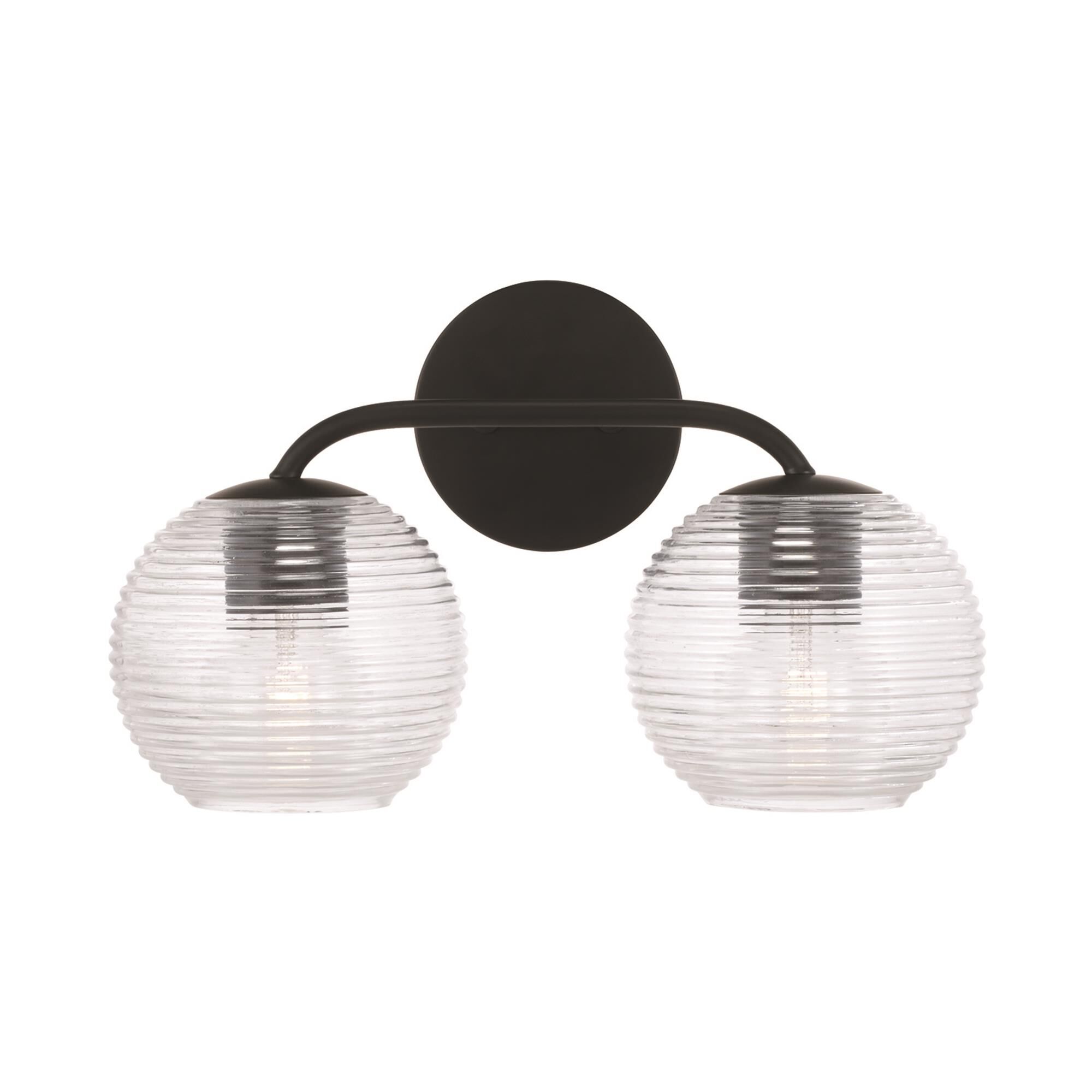 Shown in Matte Black finish and Clear Ribbed glass