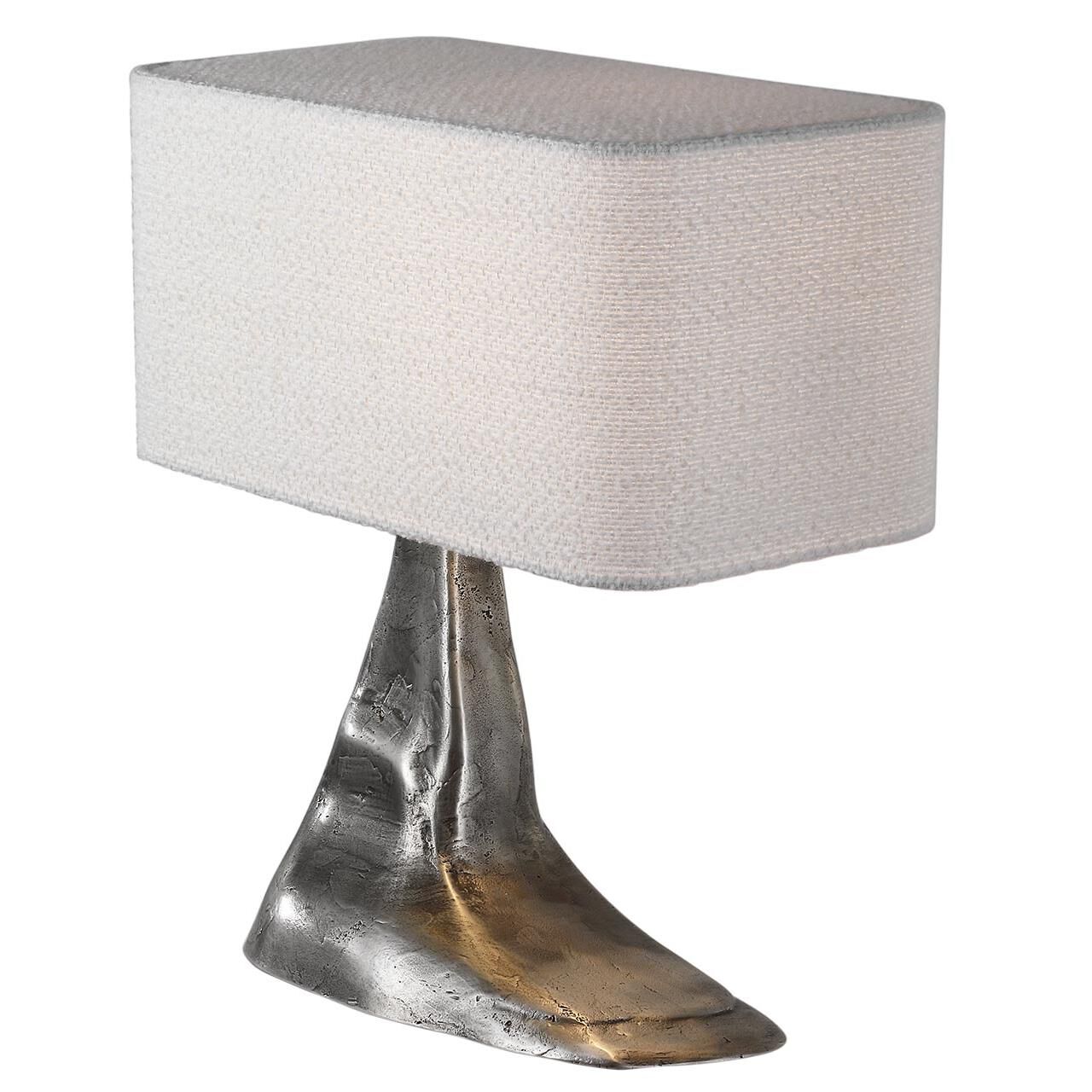 Shown in Museum Pewter finish and Boucle Rectangle shade