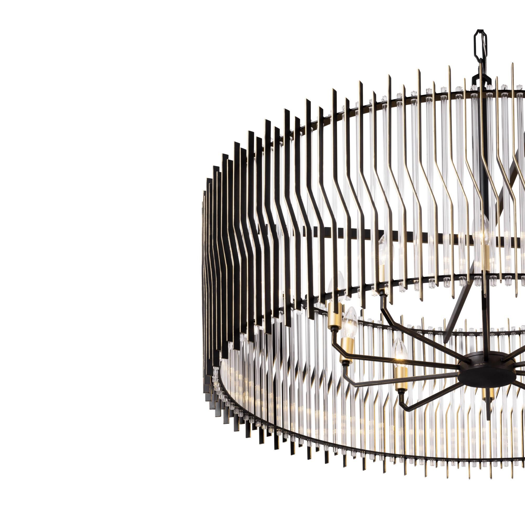 Shown in Matte Black/French Gold finish and Modern Clear Fluted shade