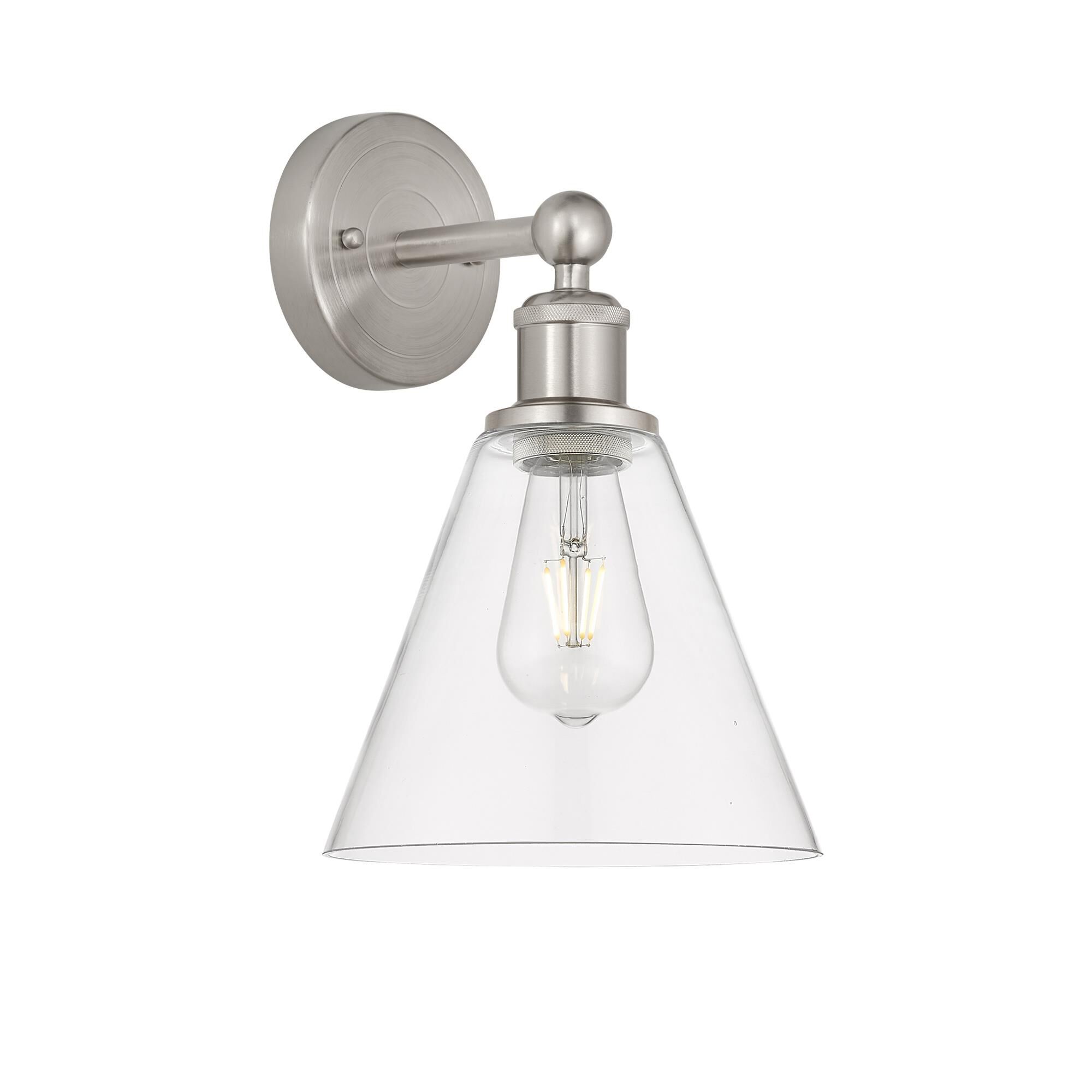 Shown in Satin Nickel finish and Clear glass