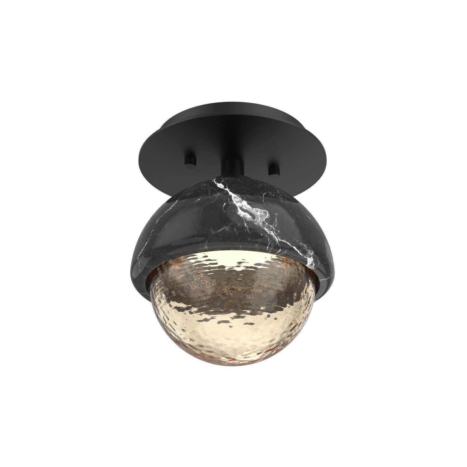 Shown in Matte Black finish and Amber glass and Black Marble accent