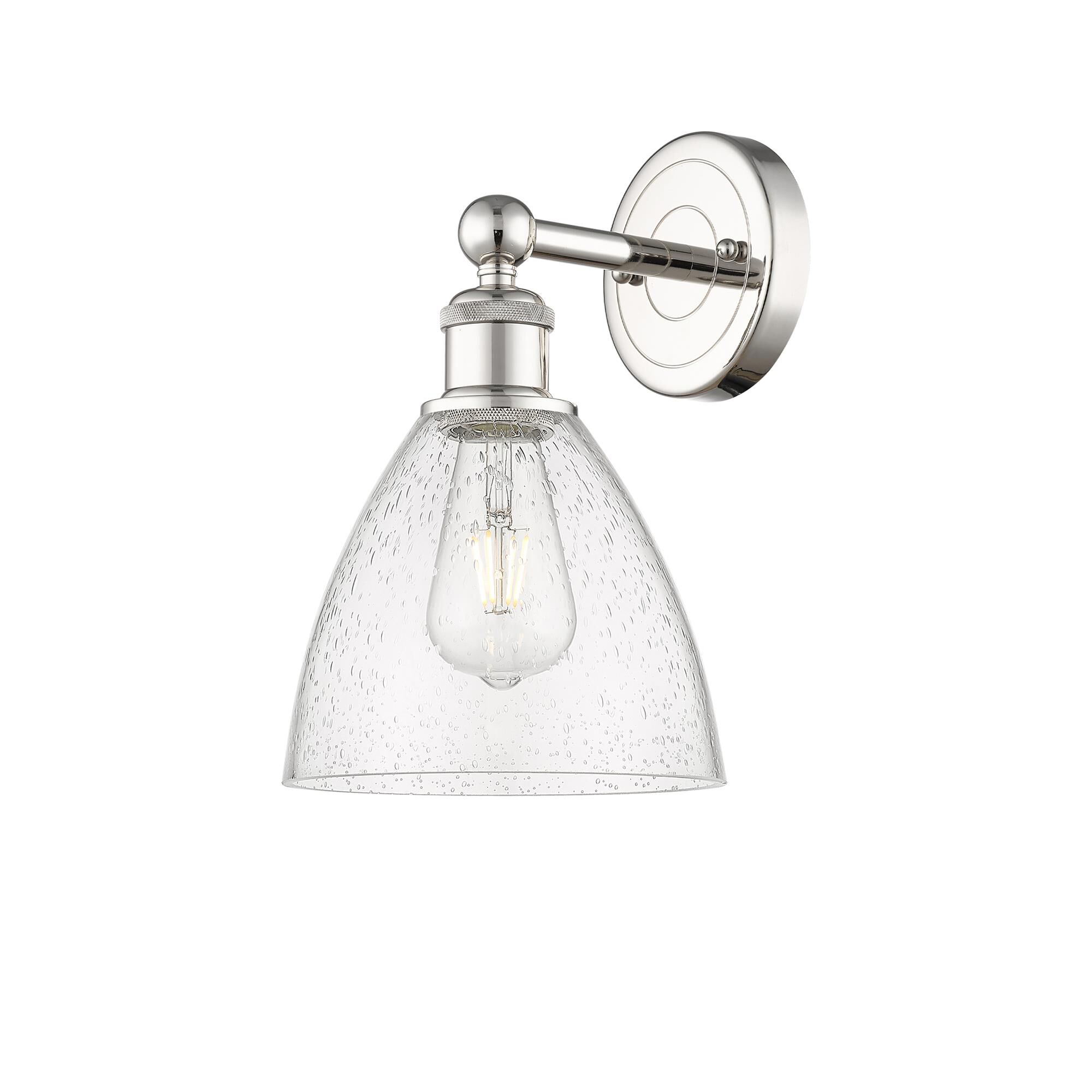 Shown in Polished Nickel finish and Seedy glass
