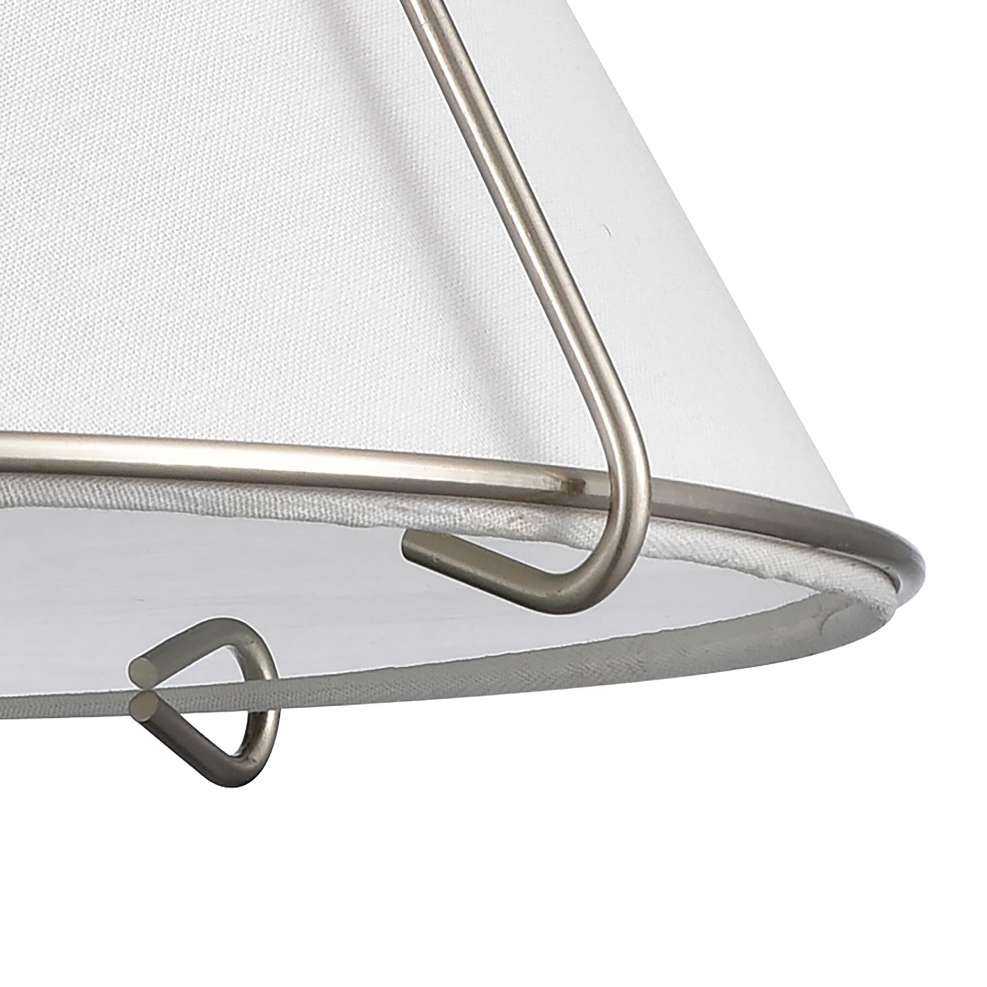 Shown in Silver finish and White Linen Fabric shade