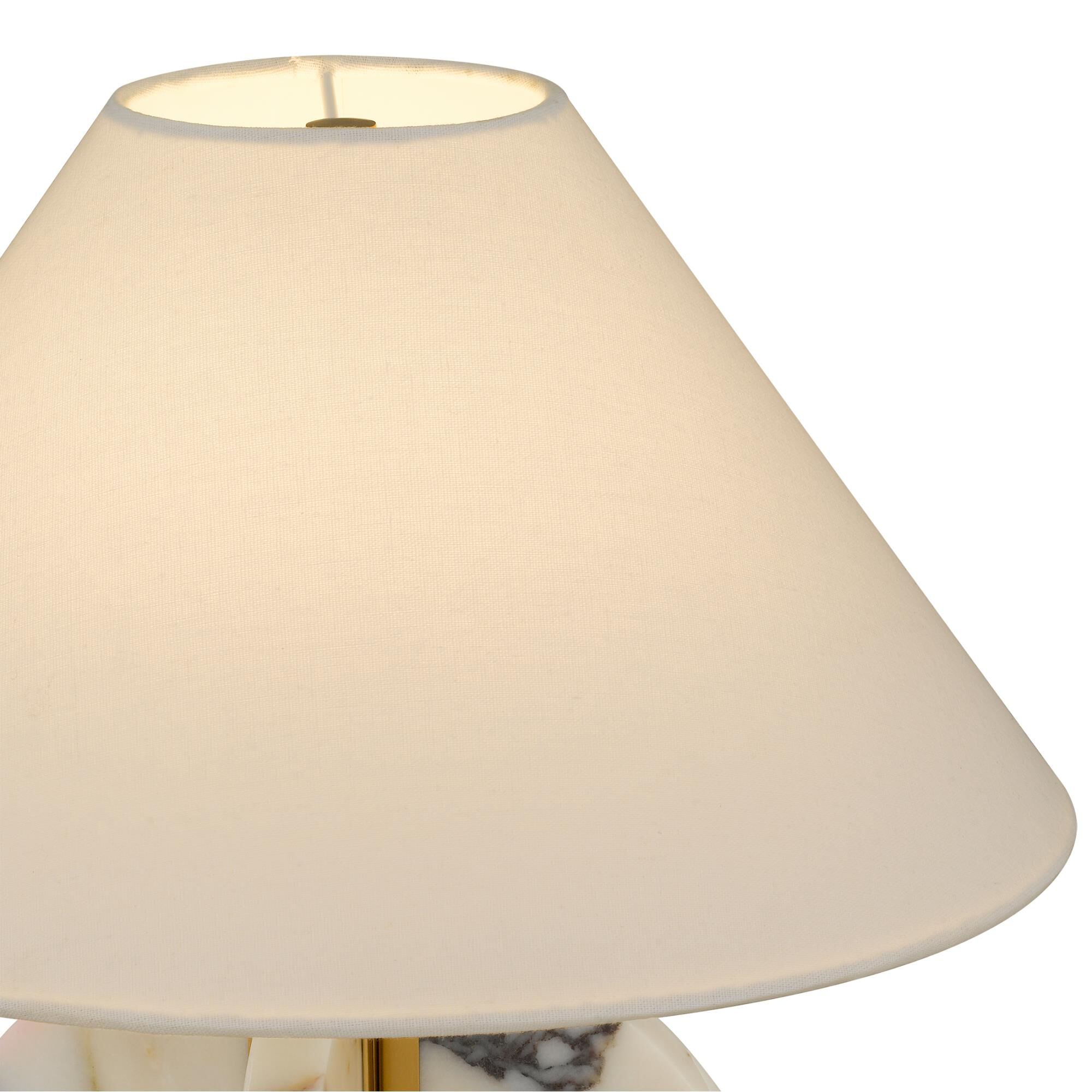 Shown in Brushed Gold finish and Fabric shade