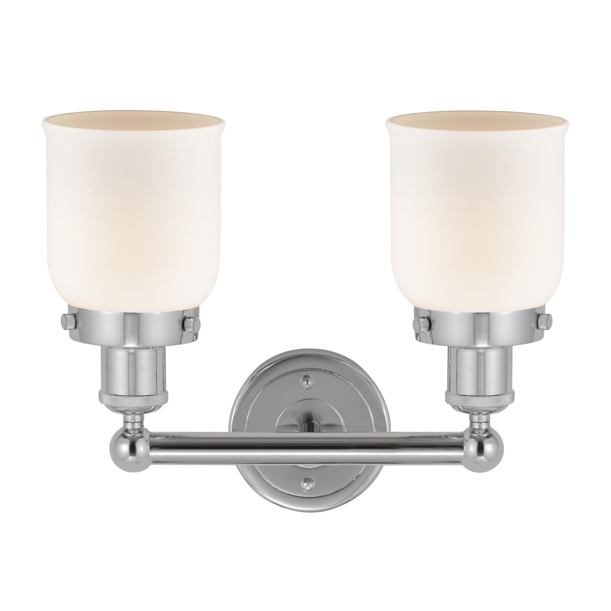 Shown in Polished Chrome  finish and Matte White glass