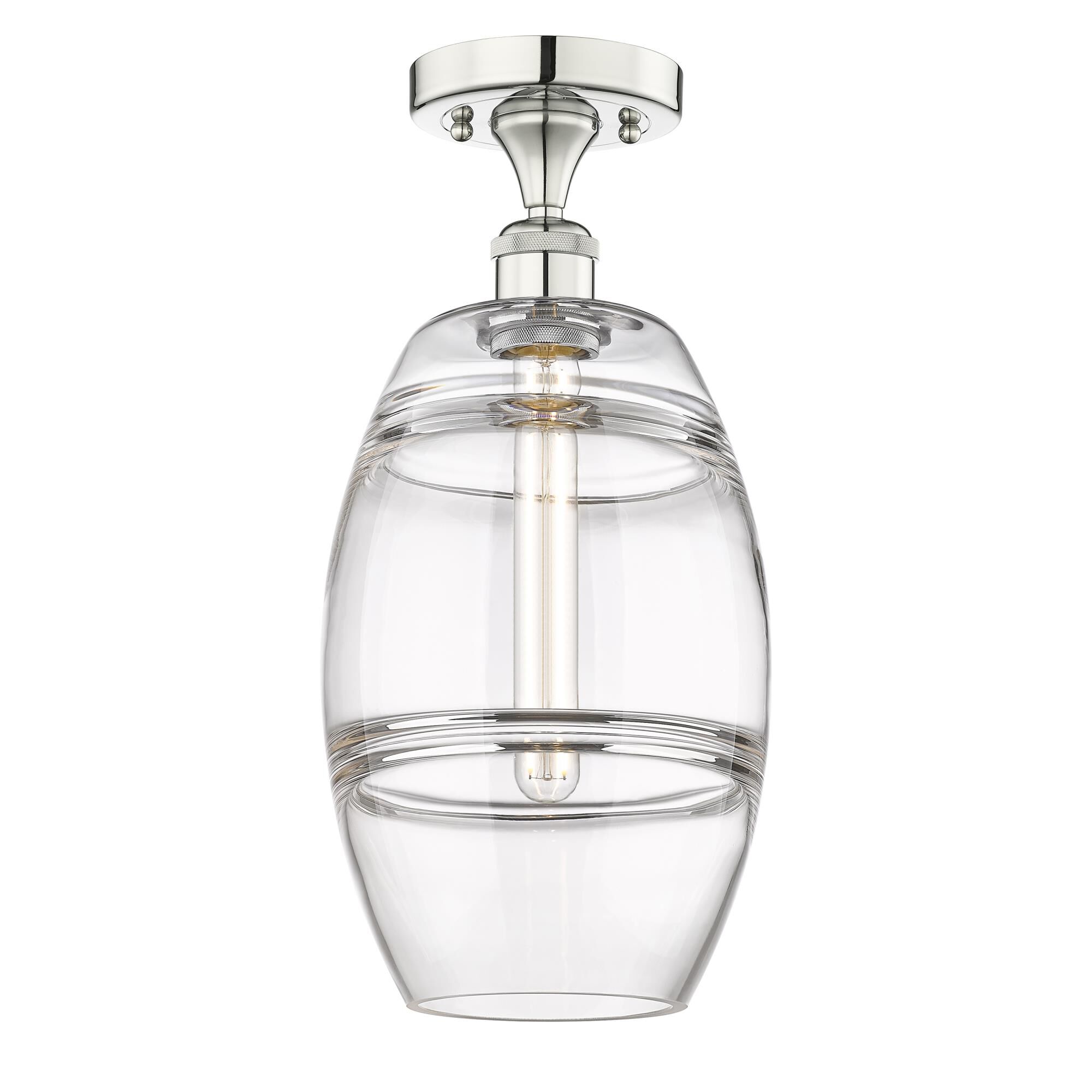 Shown in Polished Nickel finish and Clear glass