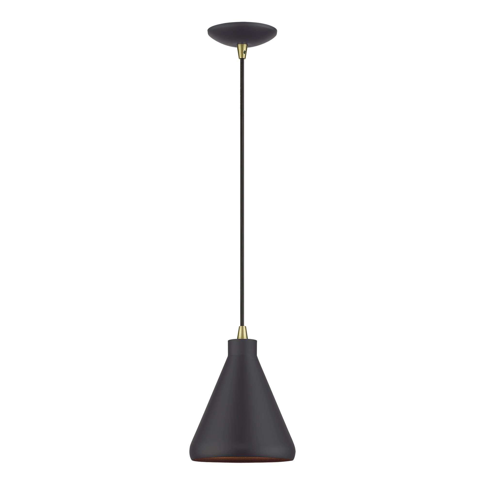 Shown in Bronze with Antique Brass Accents finish and Bronze Aluminum with Gold Inside shade