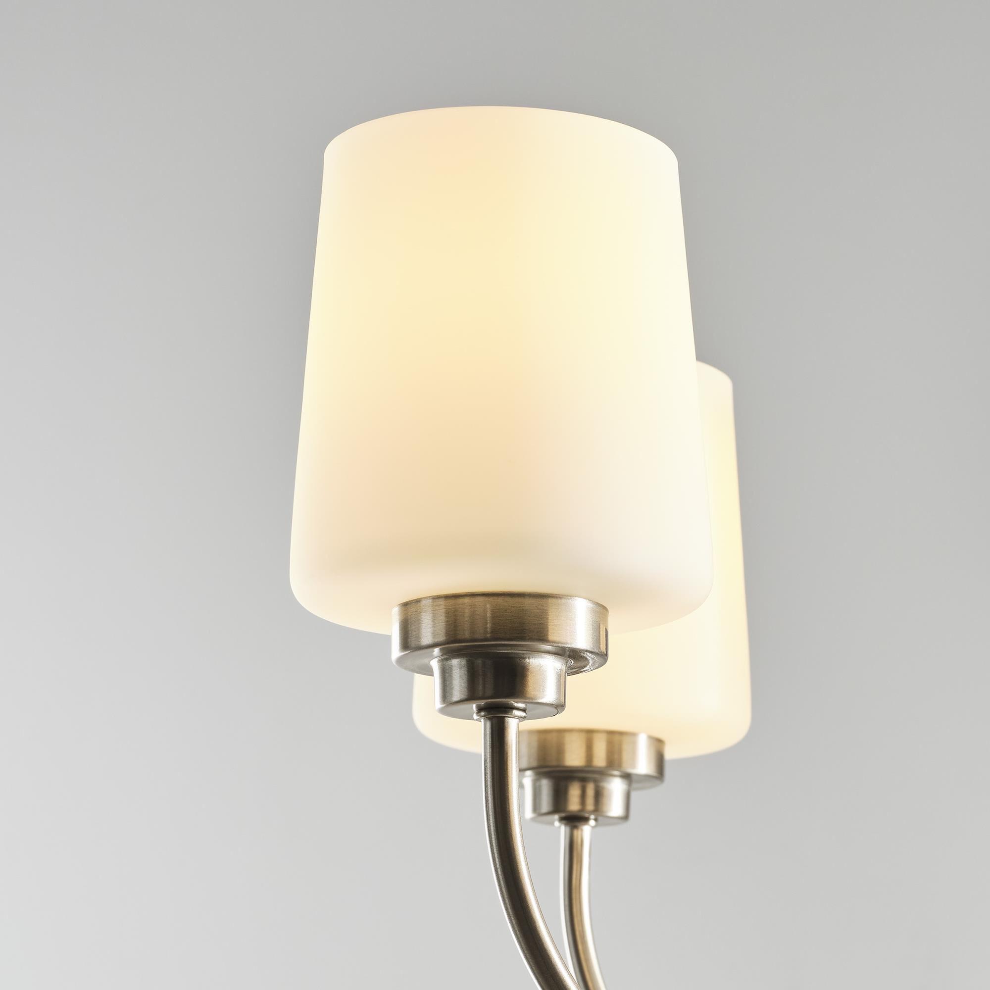 Shown in Brushed Nickel finish and Etched with White Inside glass