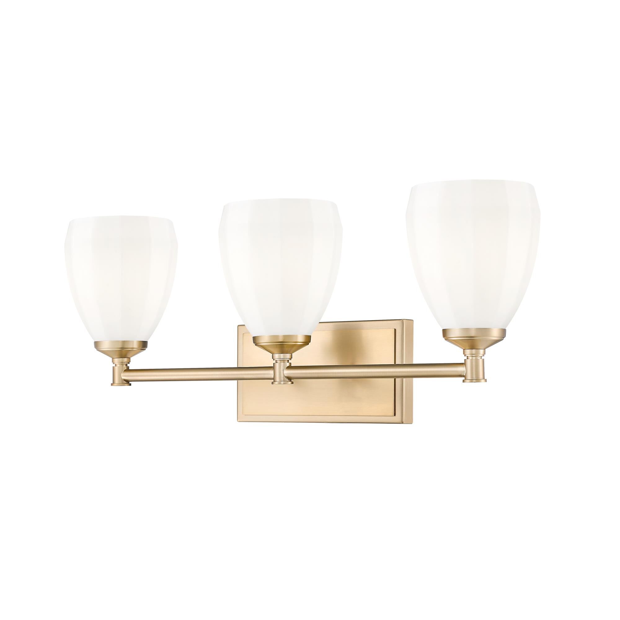 Shown in Modern Gold finish and Matte Opal glass and Matte Opal shade