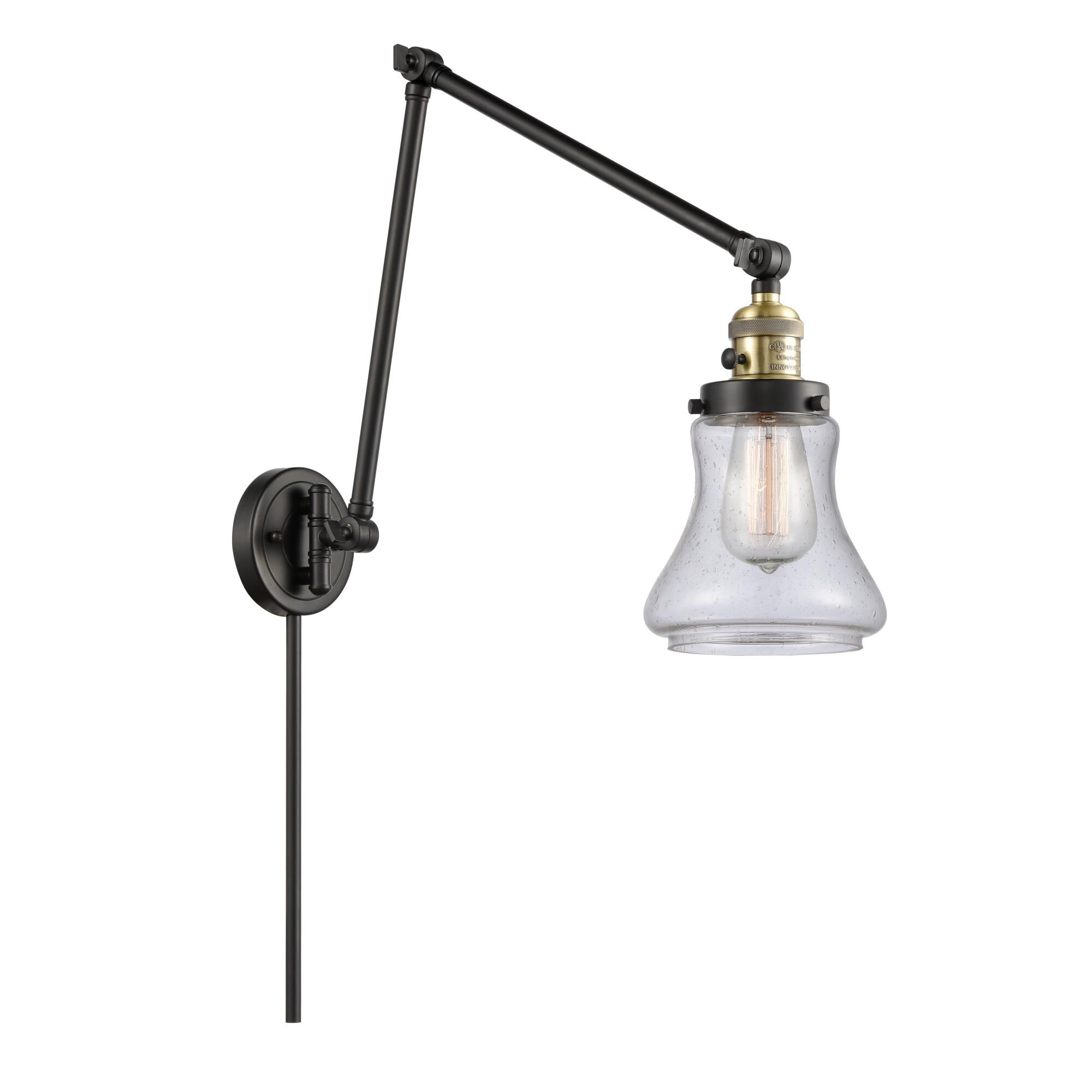 Shown in Black Antique Brass finish and Seedy Bellmont glass