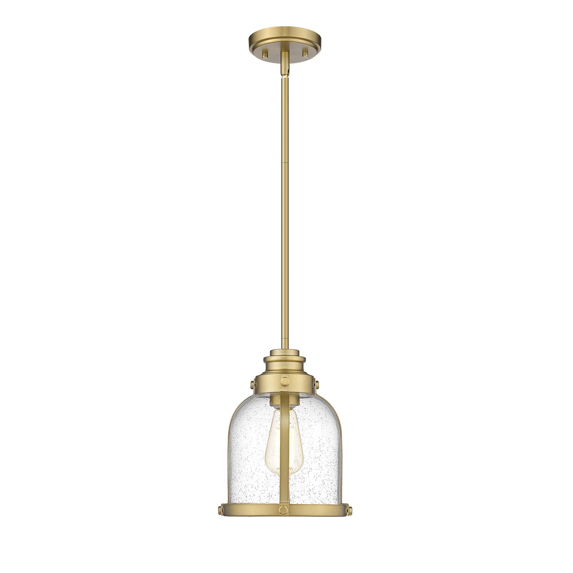 Shown in Heritage Brass finish and Glass shade