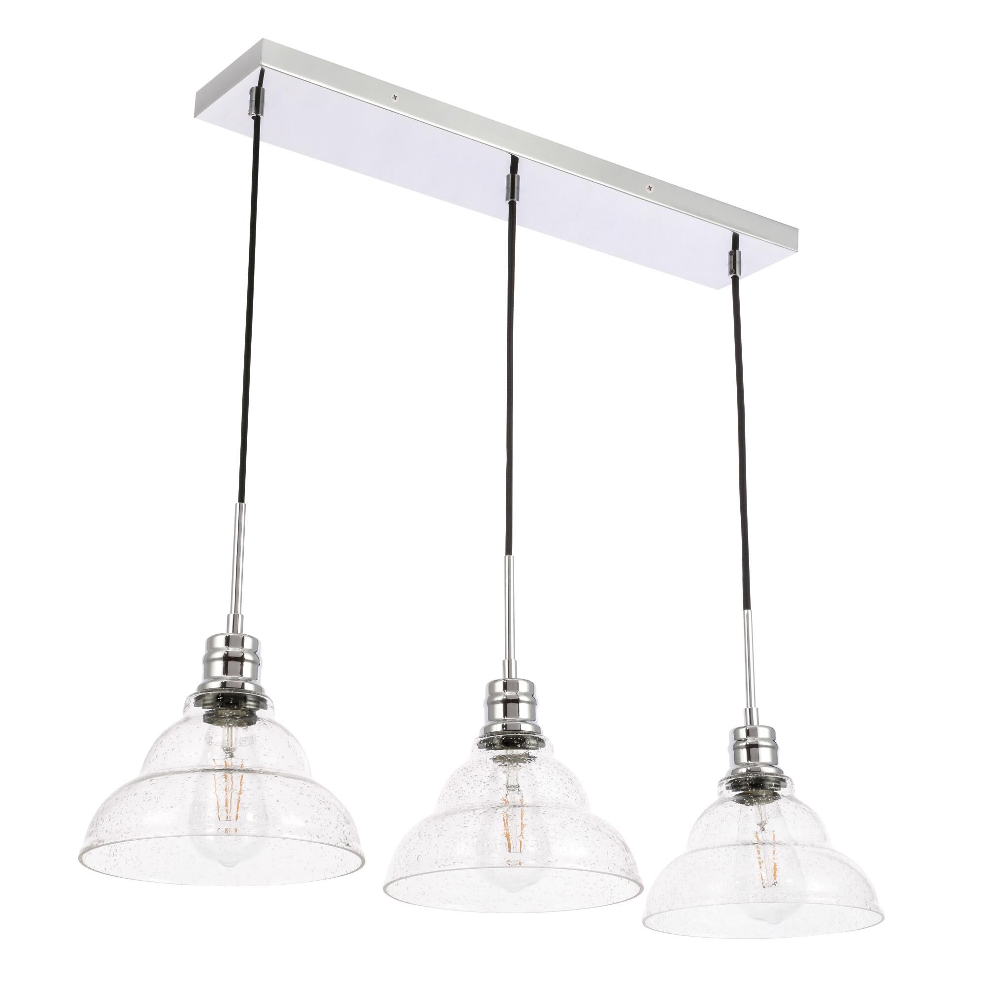 Shown in Chrome finish and Clear Bubble  glass