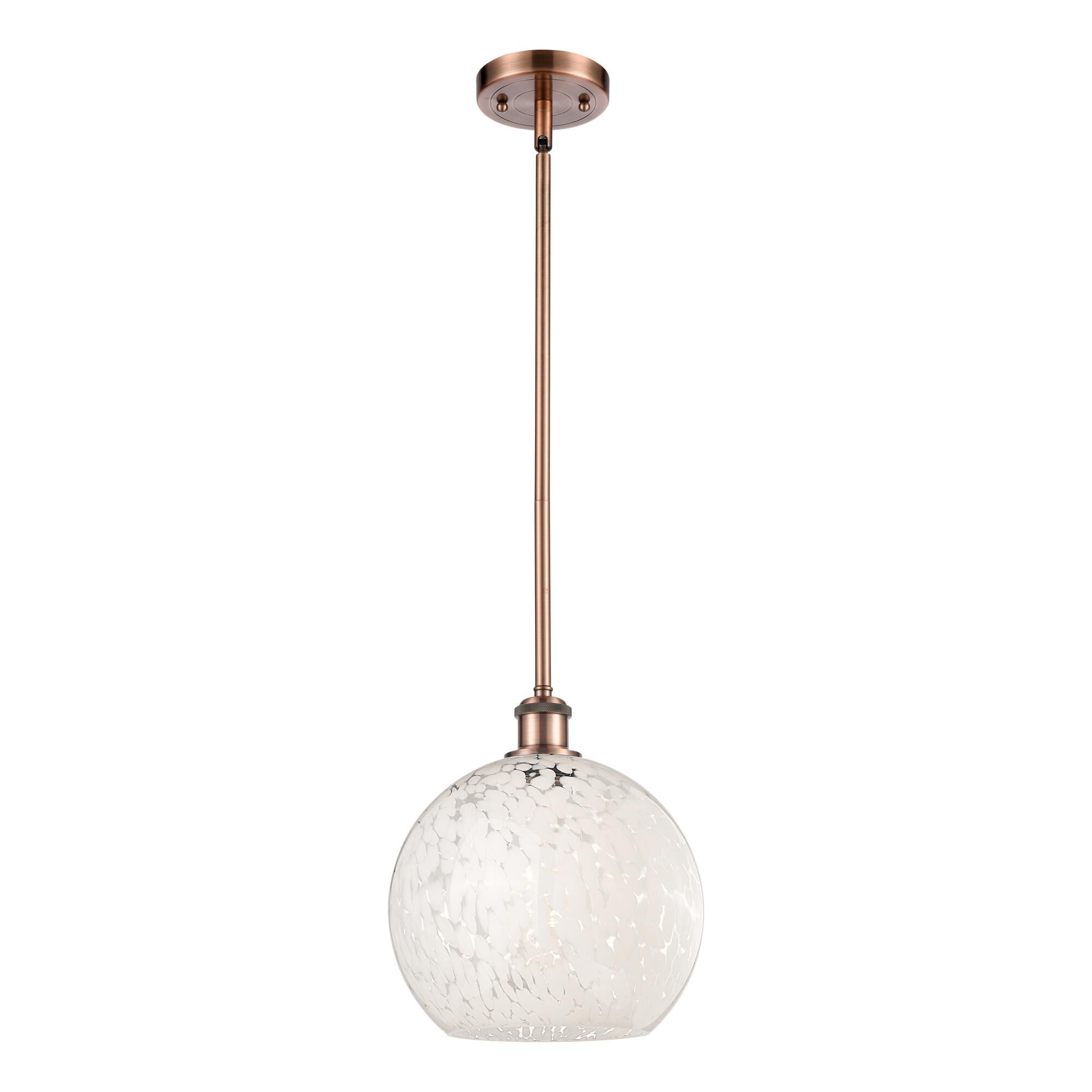 Shown in Antique Copper finish and White Mouchette glass